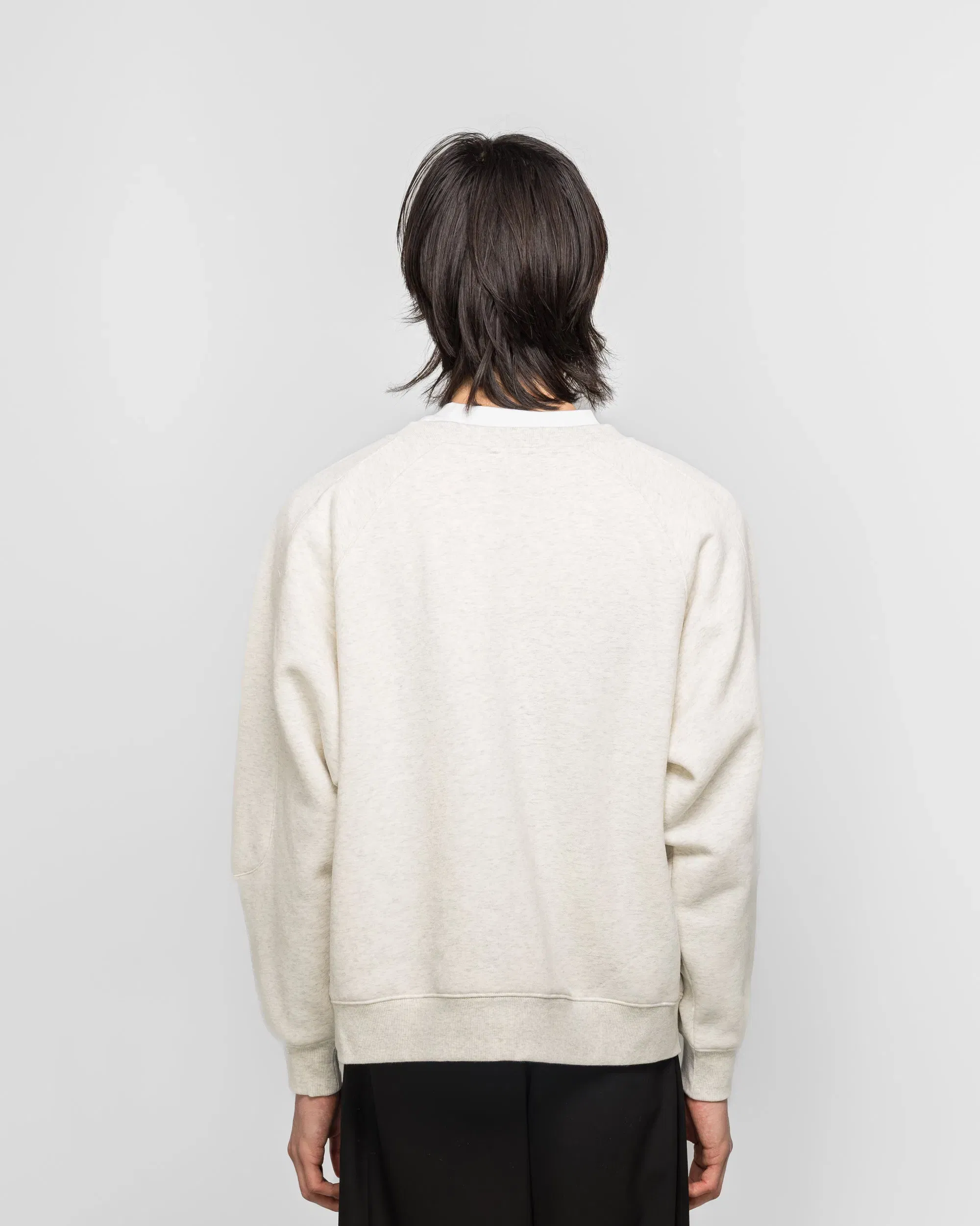 Metalwood Plaid Oval Logo Raglan Crewneck Sweatshirt - Heather Grey