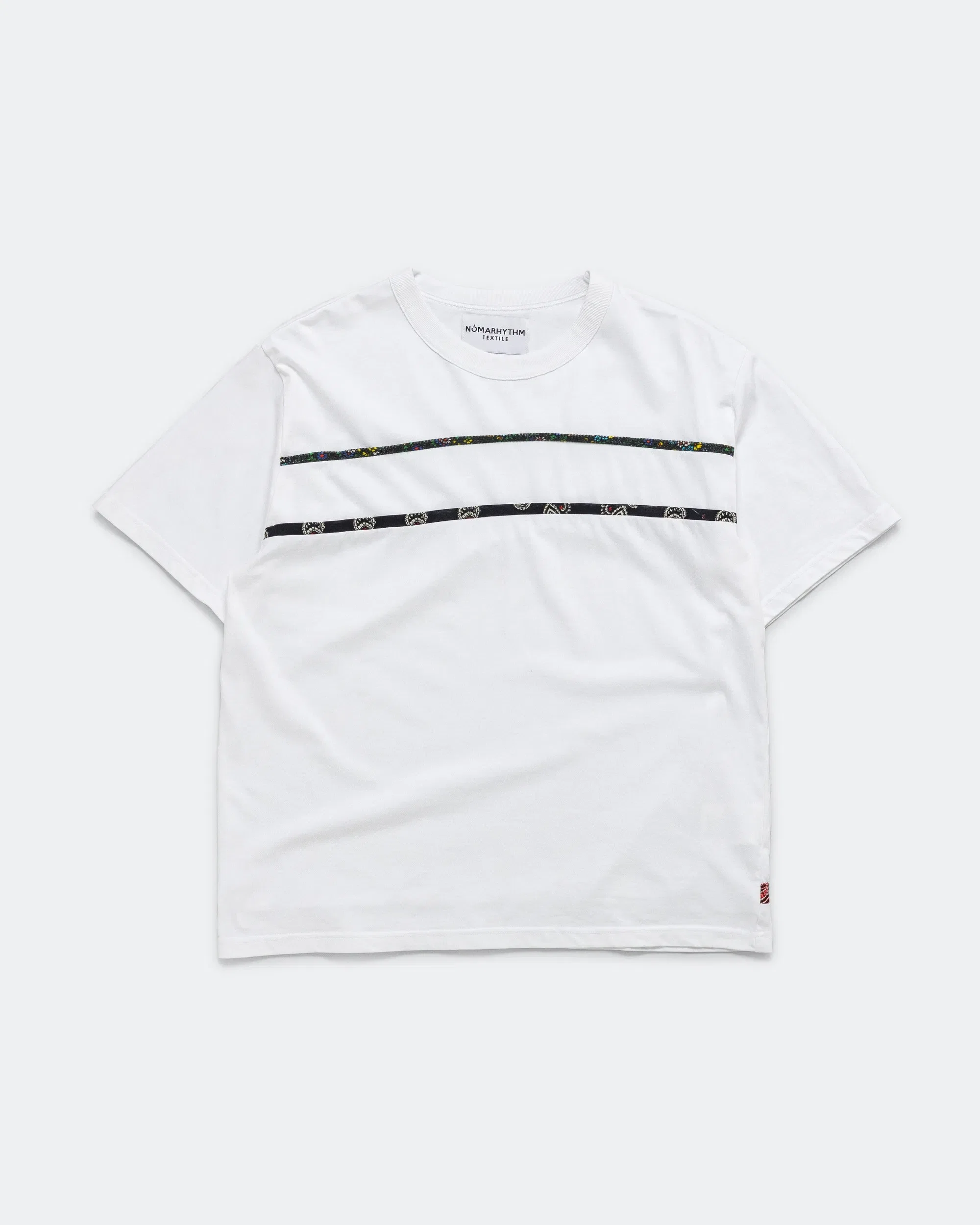 NOMARHYTHM TEXTILE Border Patchwork T-Shirt - White