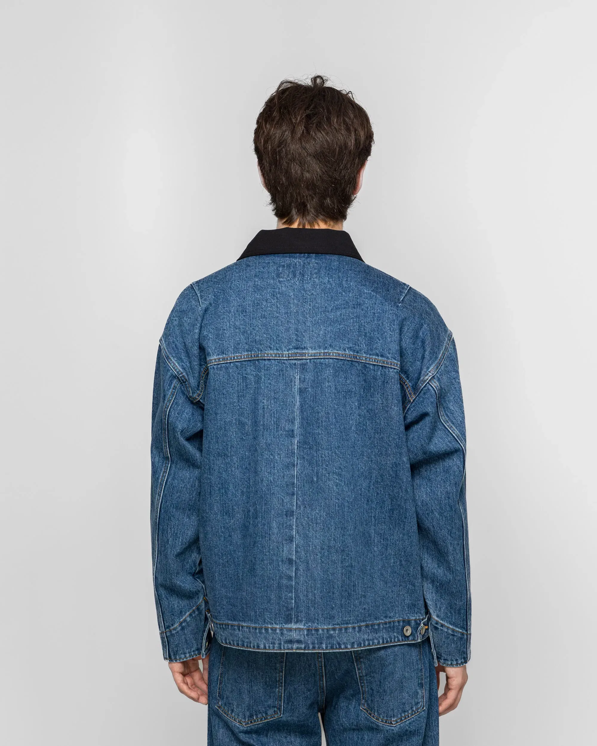 NOMARHYTHM TEXTILE Bandana Embroidery Denim Jacket - Indigo/Pink