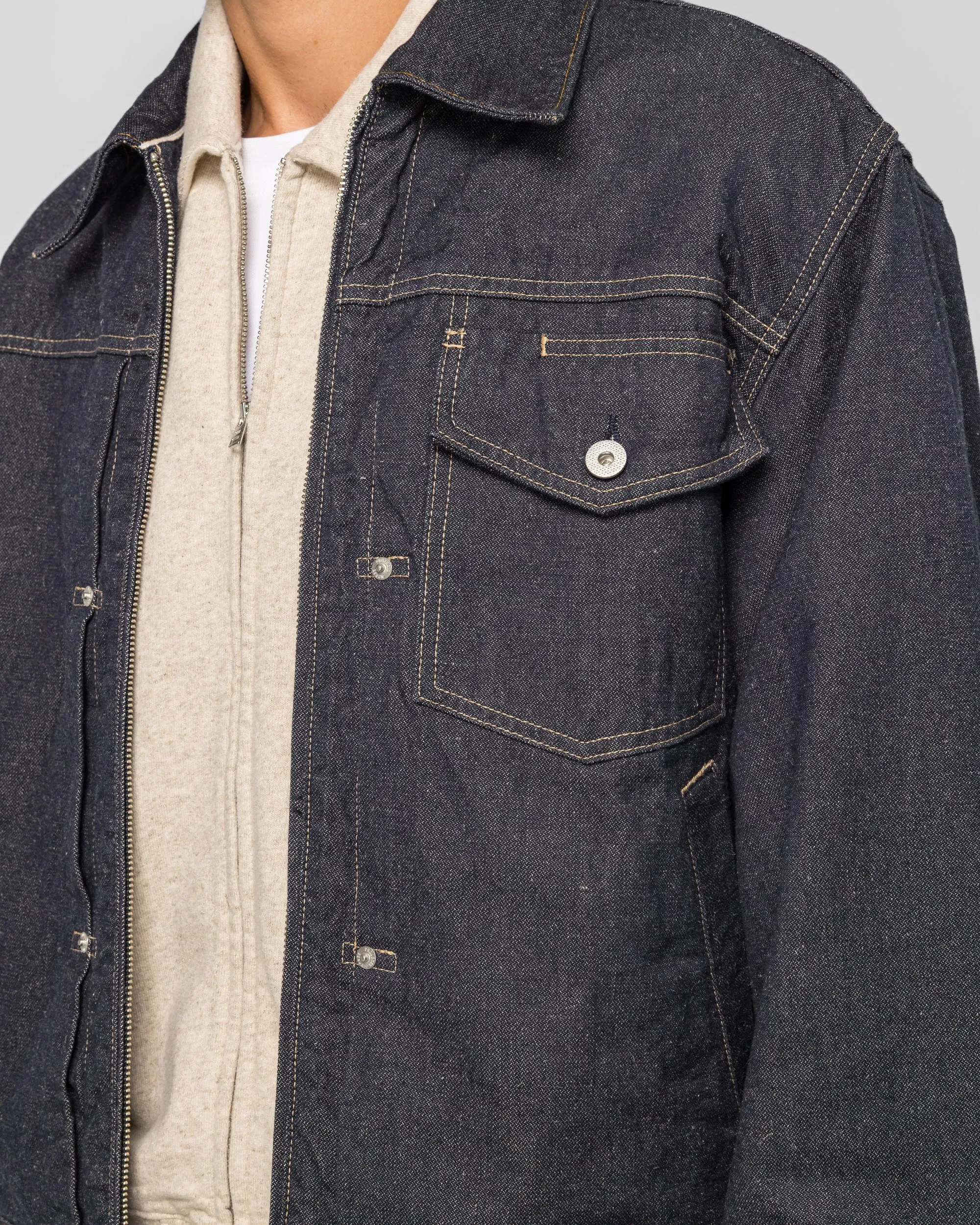 Norse Projects Svendborg Broken Twill Cotton Linen Denim Jacket - Indigo