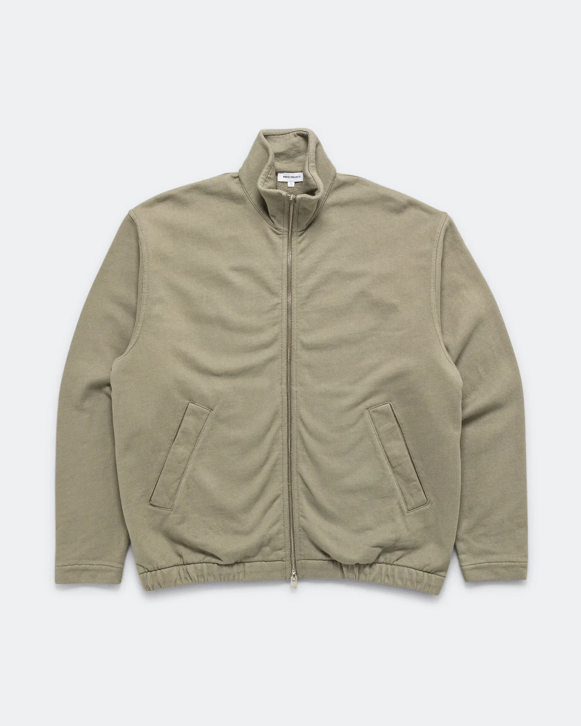 Norse Projects Hornidal Relaxed Organic Loopback Track Jacket - Vetiver