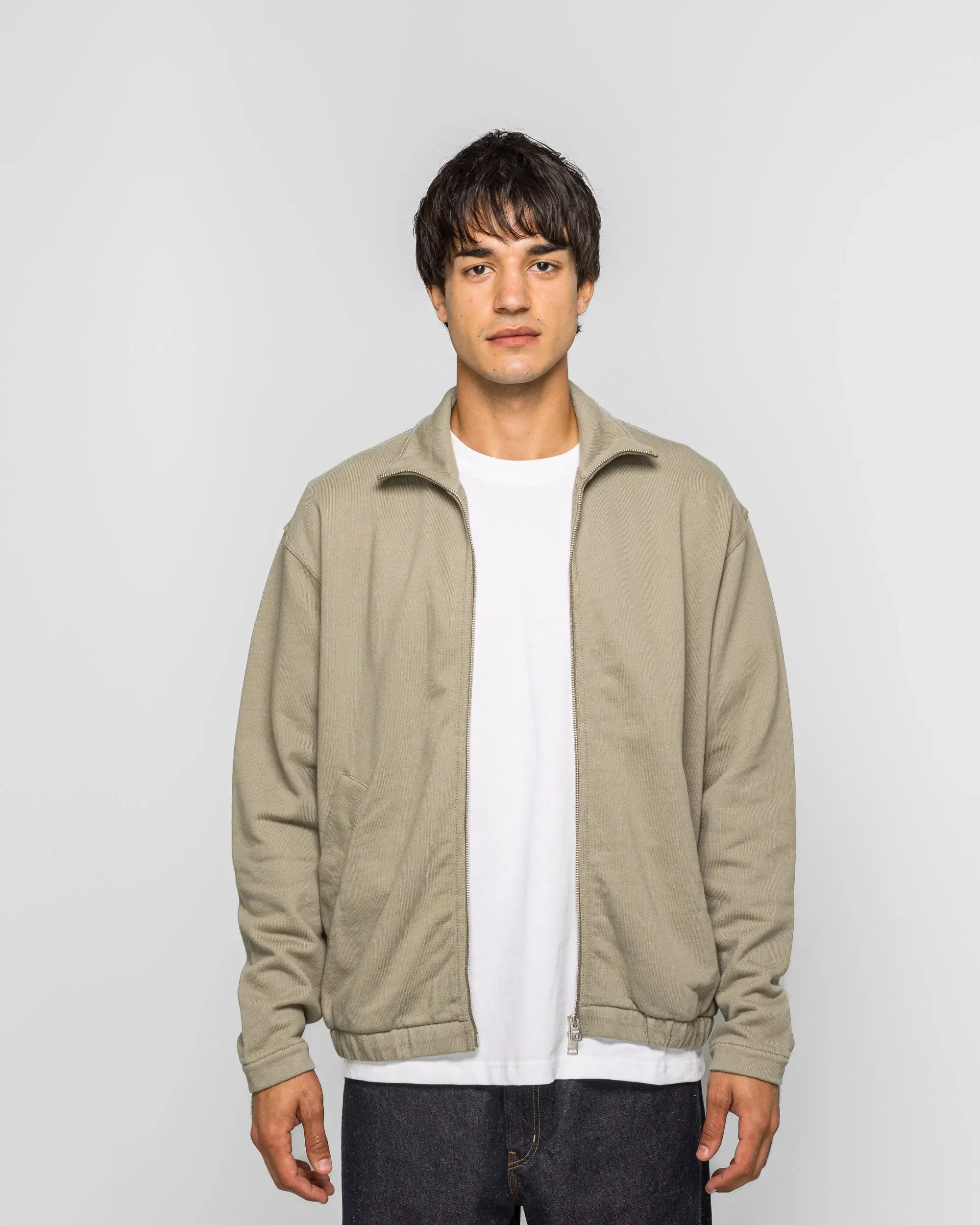 Norse Projects Hornidal Relaxed Organic Loopback Track Jacket - Vetiver