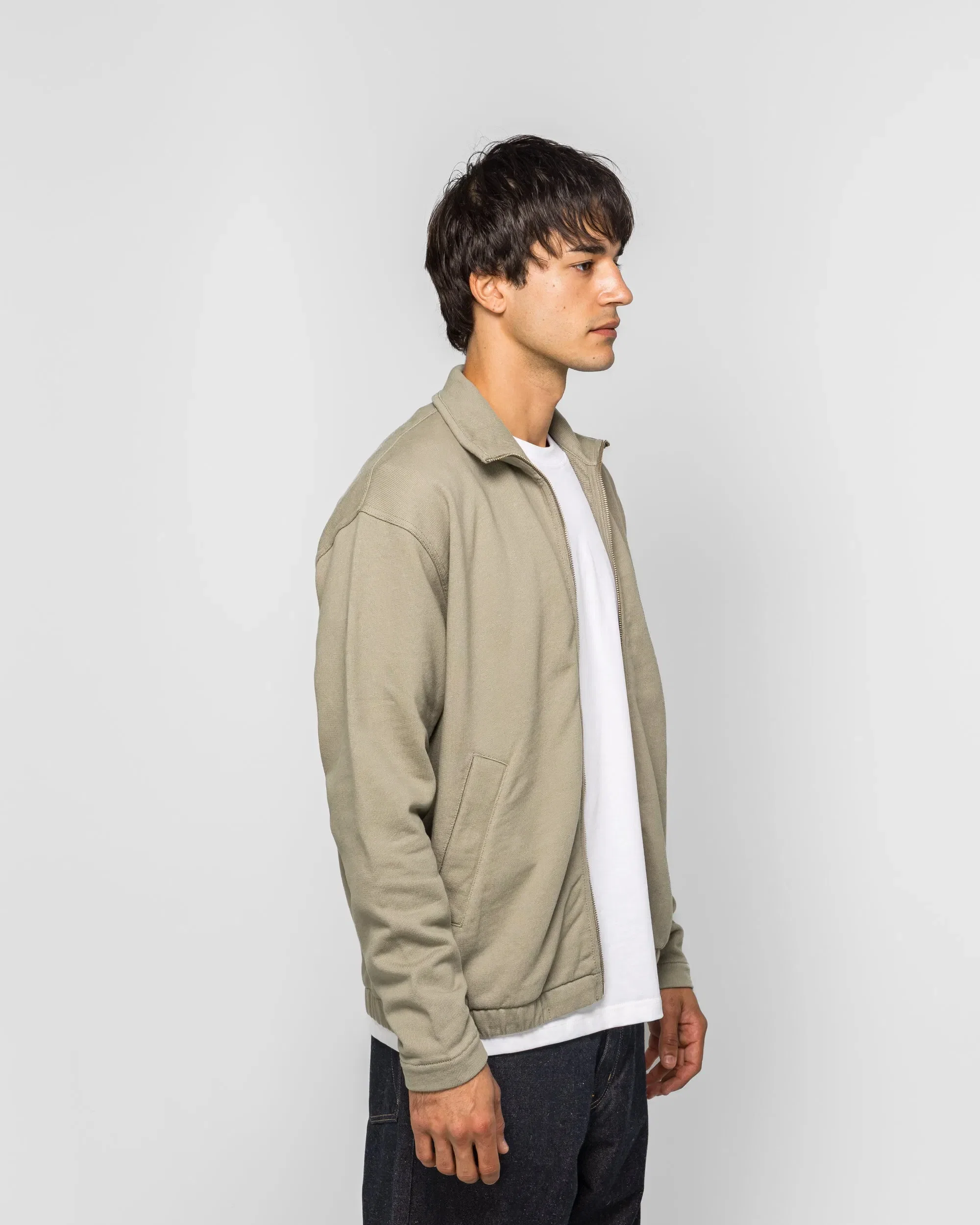 Norse Projects Hornidal Relaxed Organic Loopback Track Jacket - Vetiver