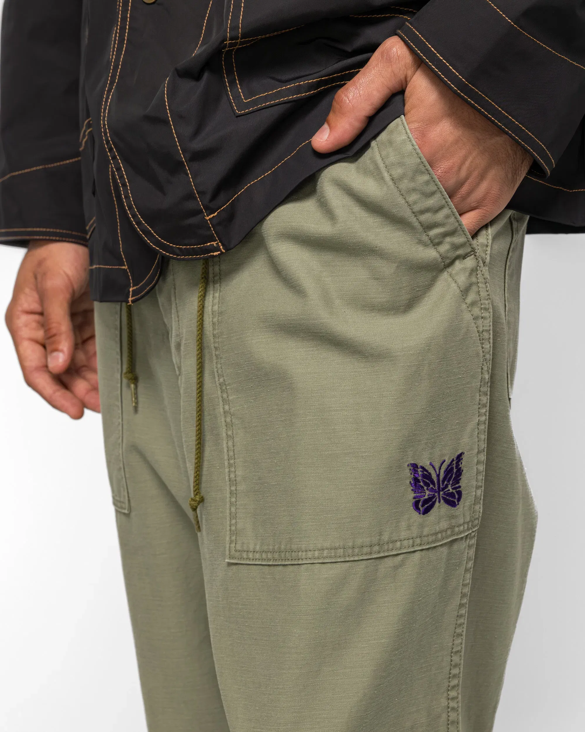 Needles String Field Pant - Olive Reversed Sateen