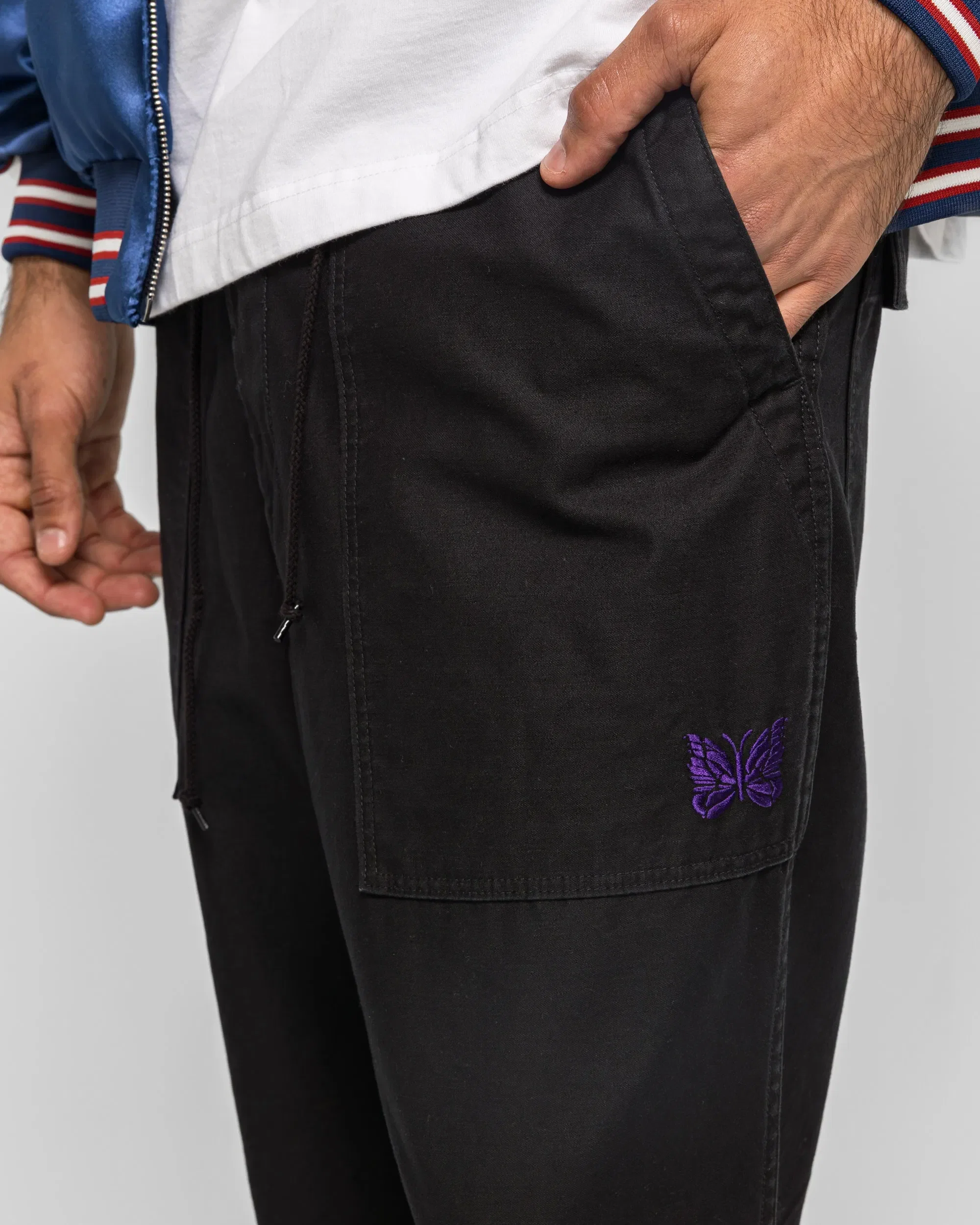 Needles String Field Pant - Black Reversed Sateen