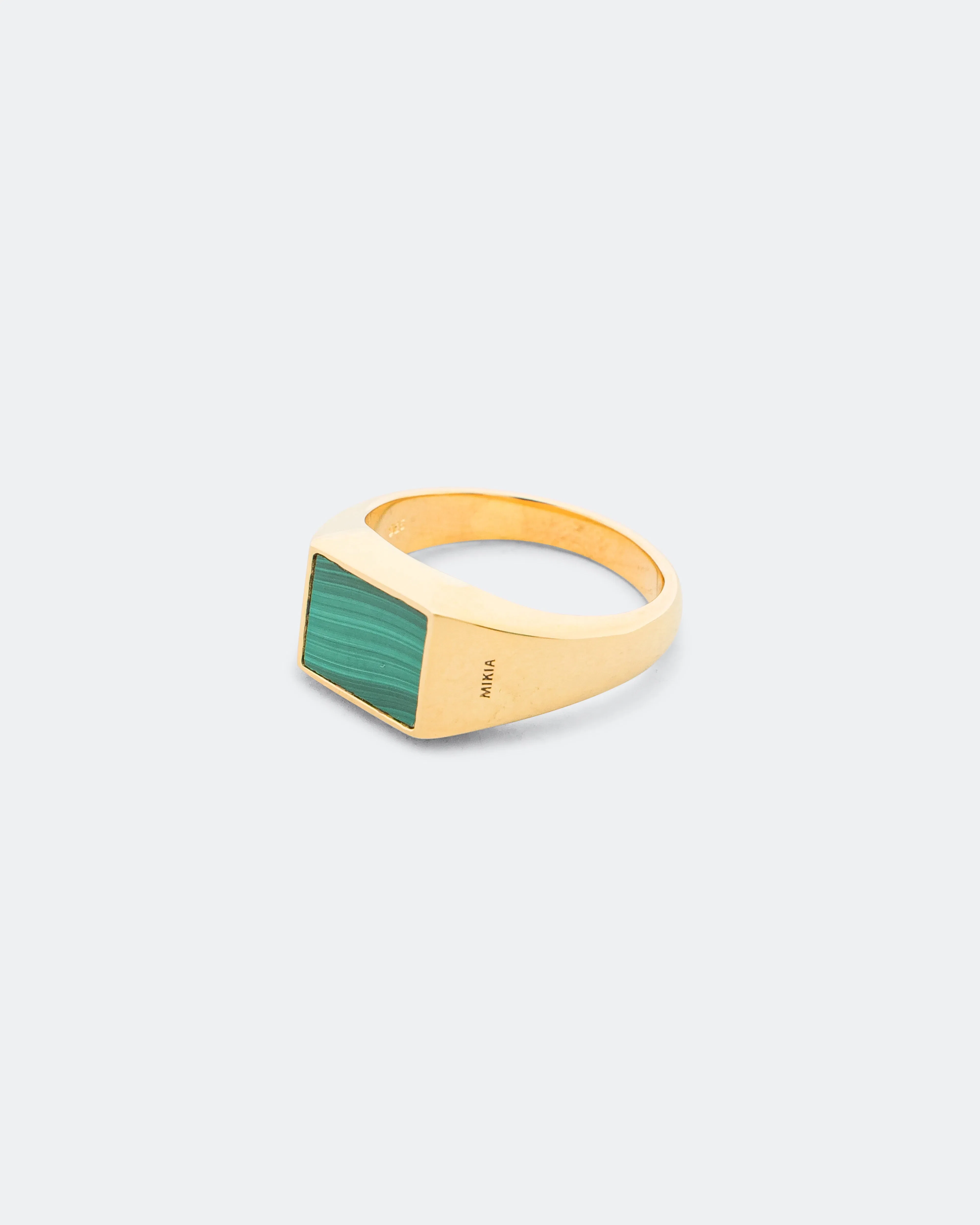 Mikia Rectangle Ring - Malachite/Gold Plated 925 Silver
