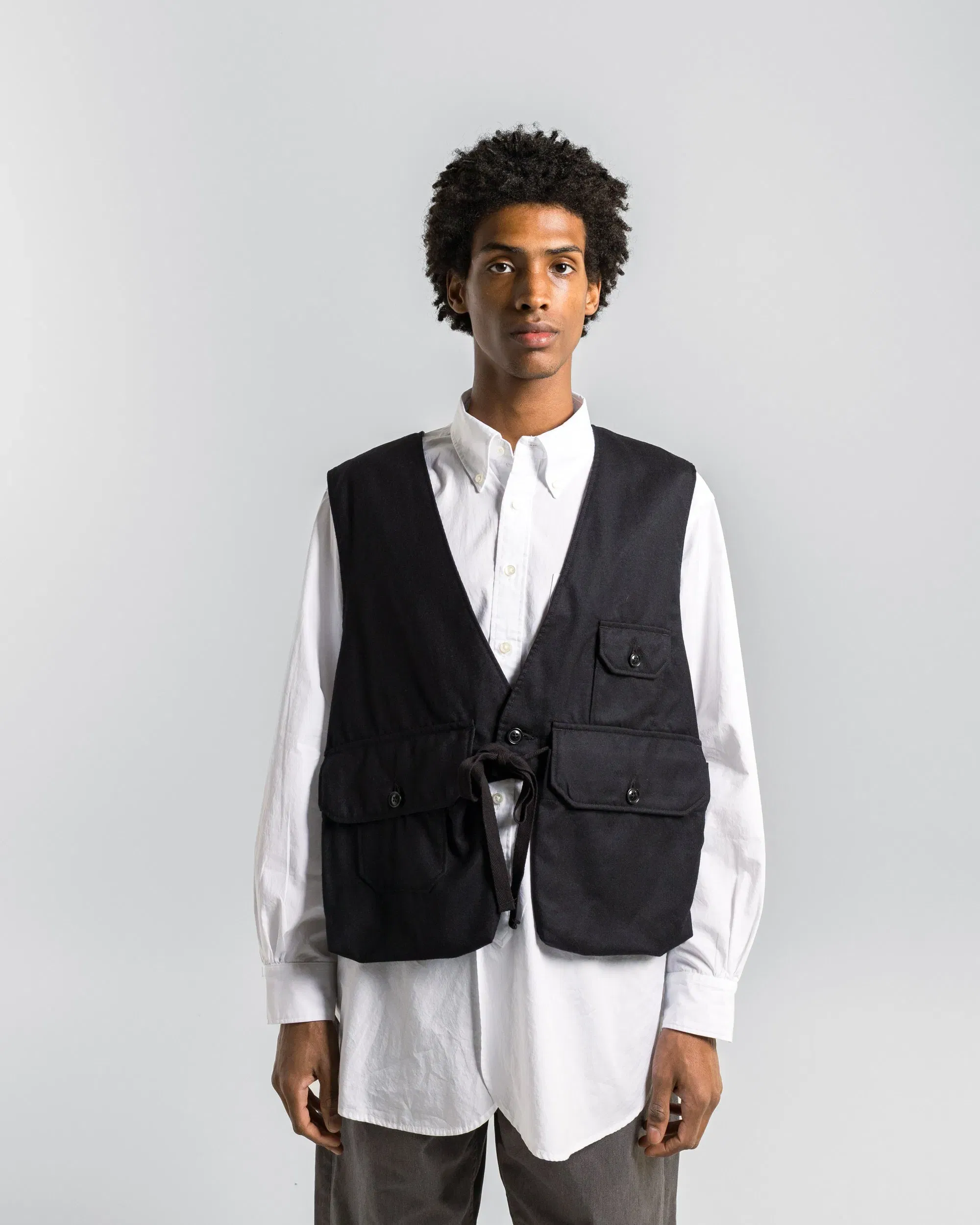 Engineered Garments Fowl Vest - Dark Navy High Count Worsted Wool