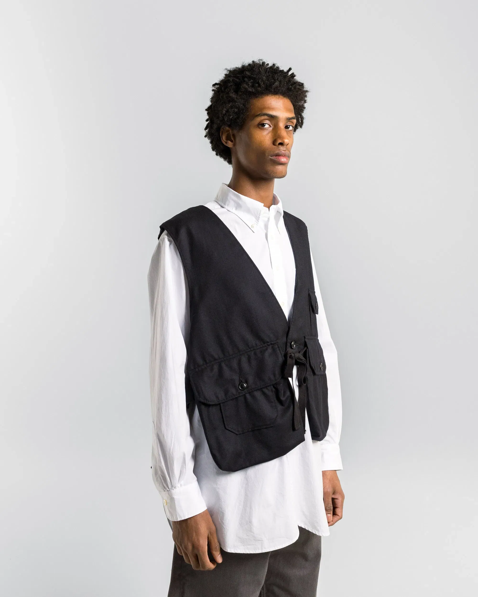 Engineered Garments Fowl Vest - Dark Navy High Count Worsted Wool