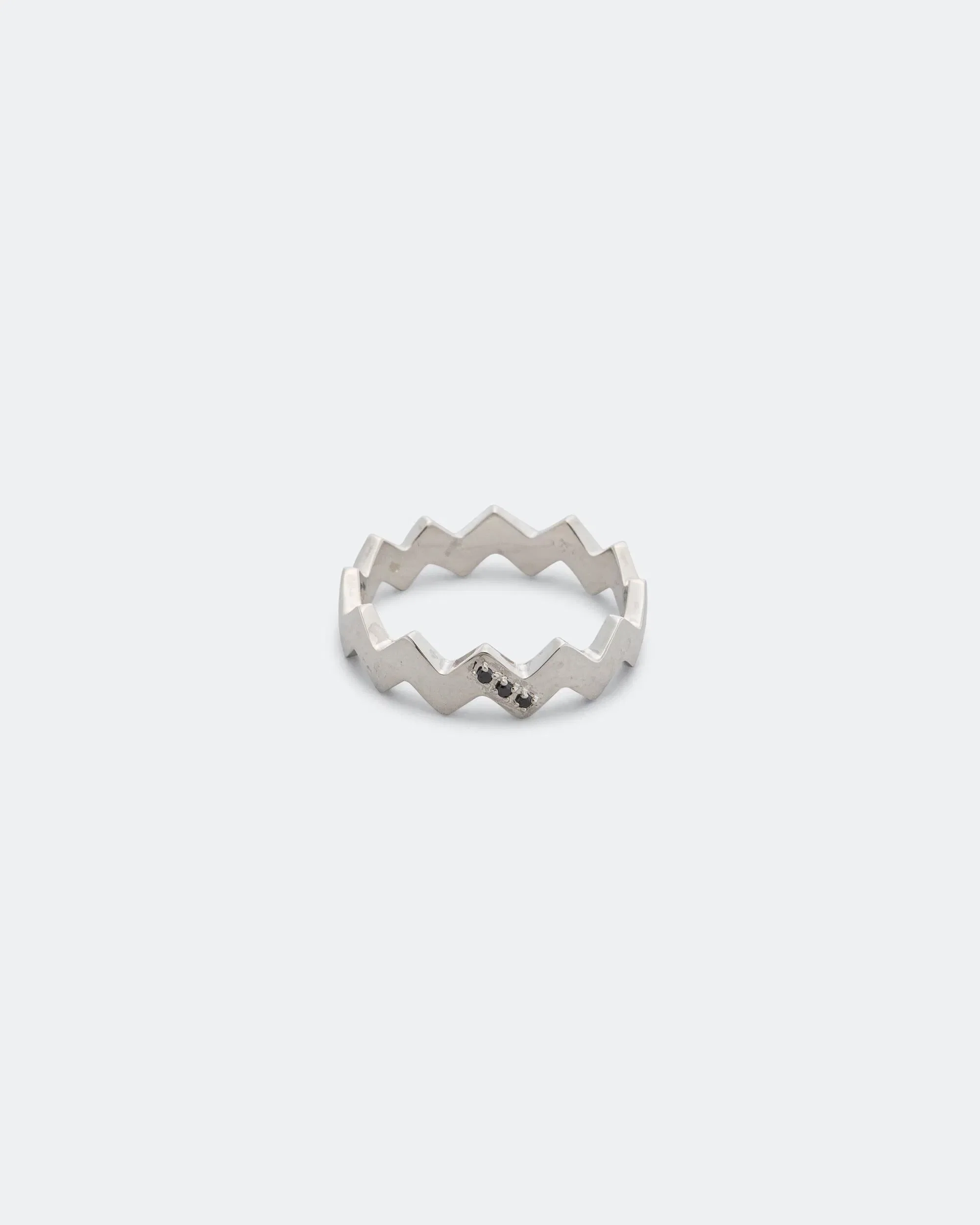 Mikia Snake Ring - Silver/Black Diamond
