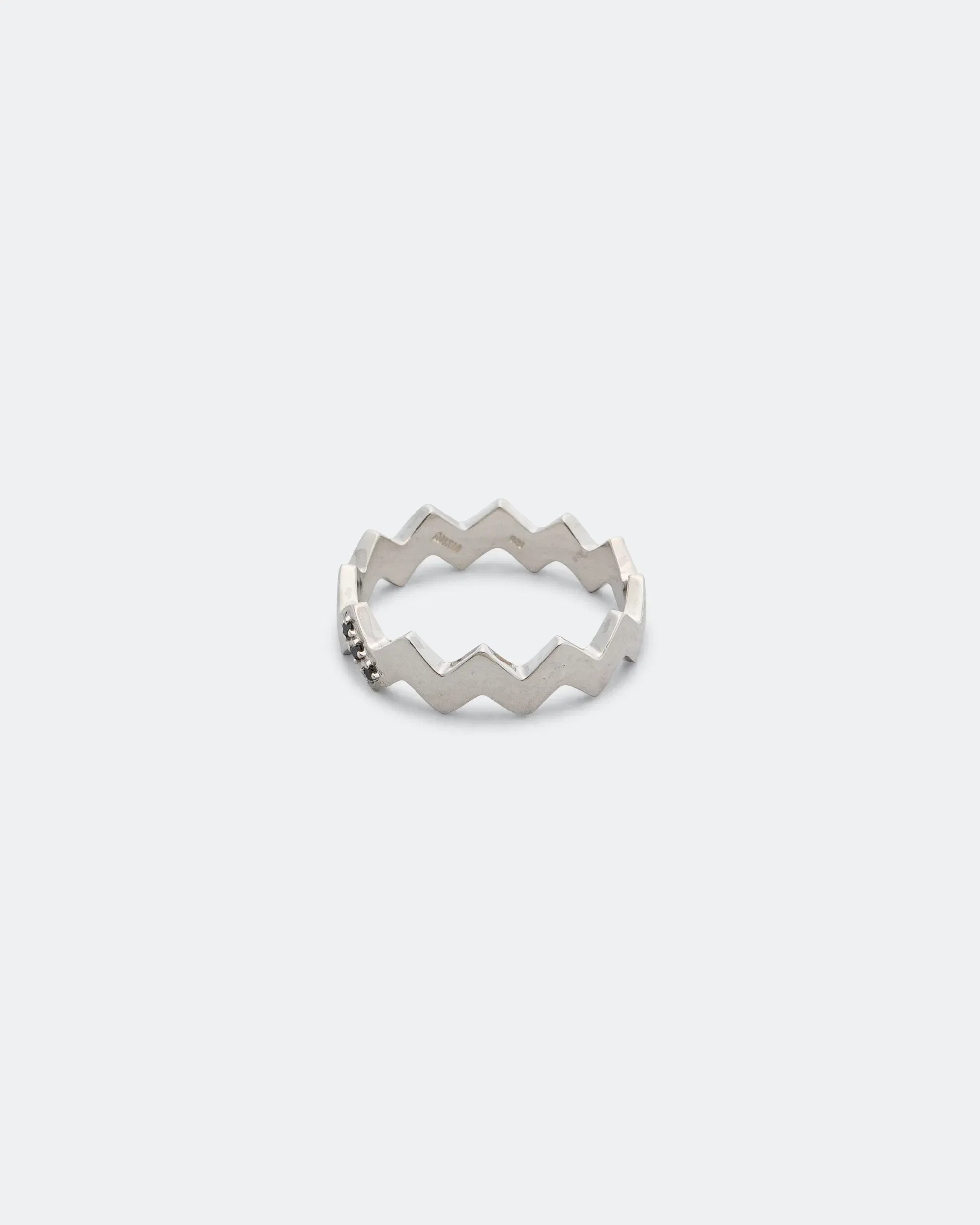 Mikia Snake Ring - Silver/Black Diamond