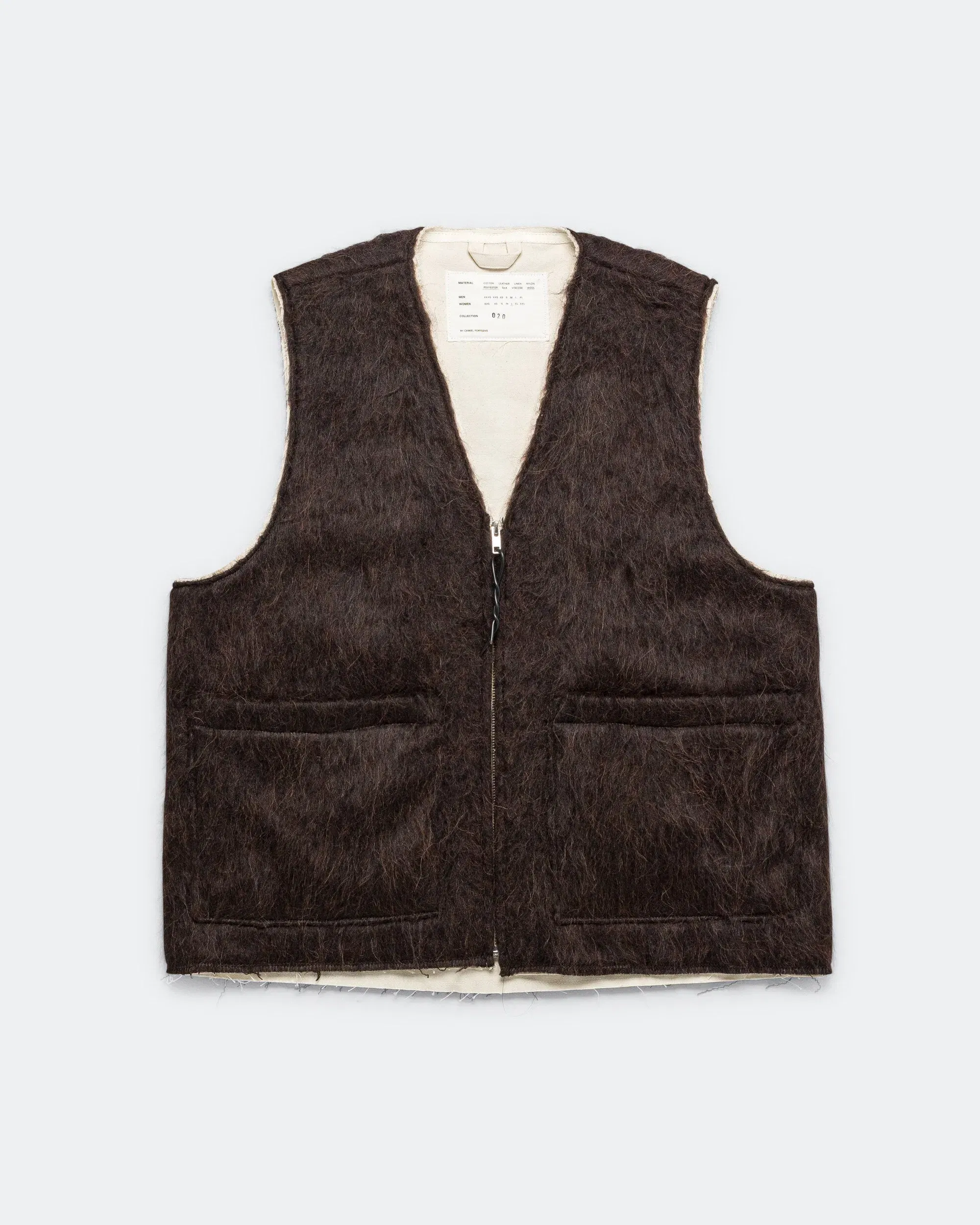 Camiel Fortgens Zip Vest - Brown Hairy Wool