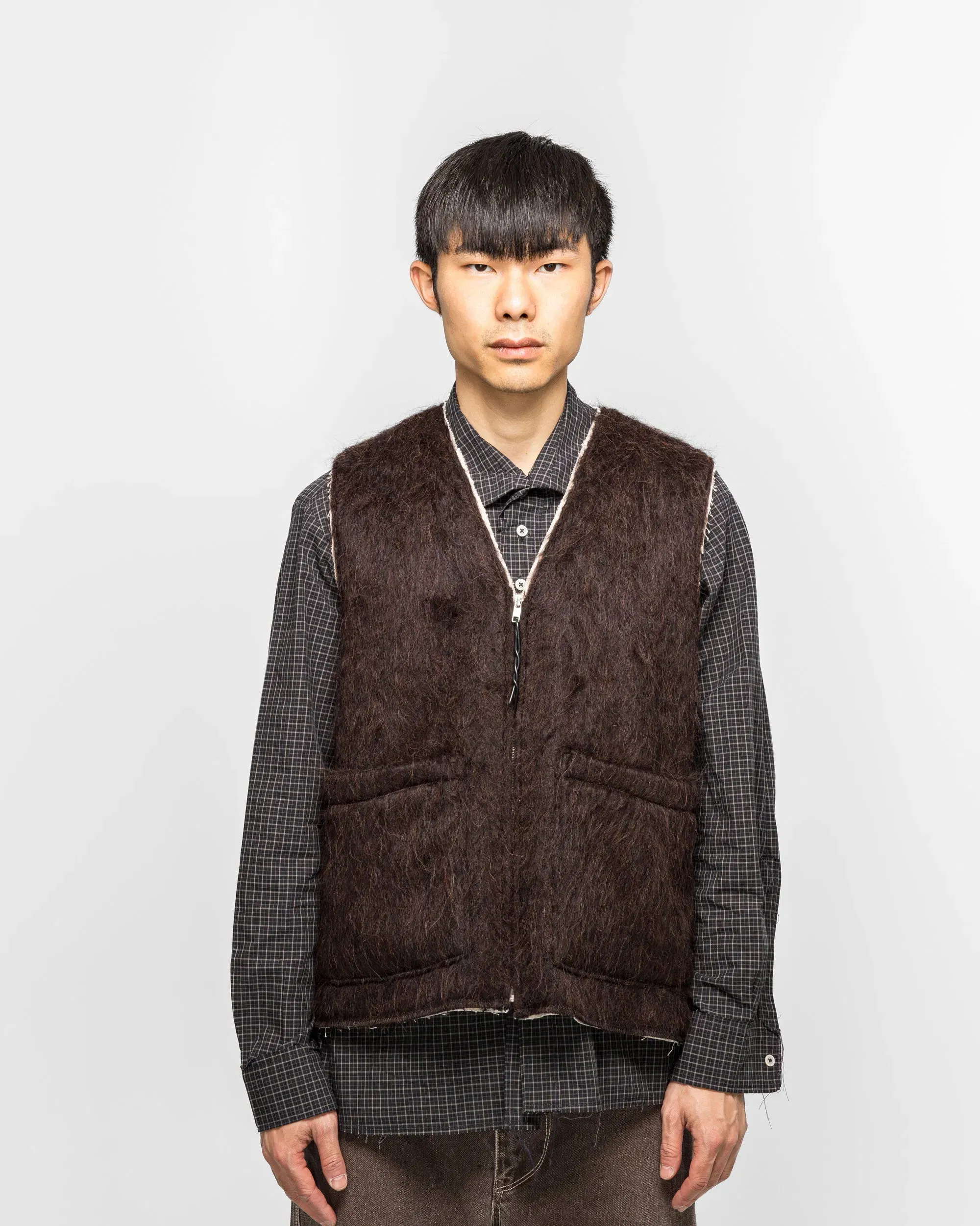 Camiel Fortgens Zip Vest - Brown Hairy Wool