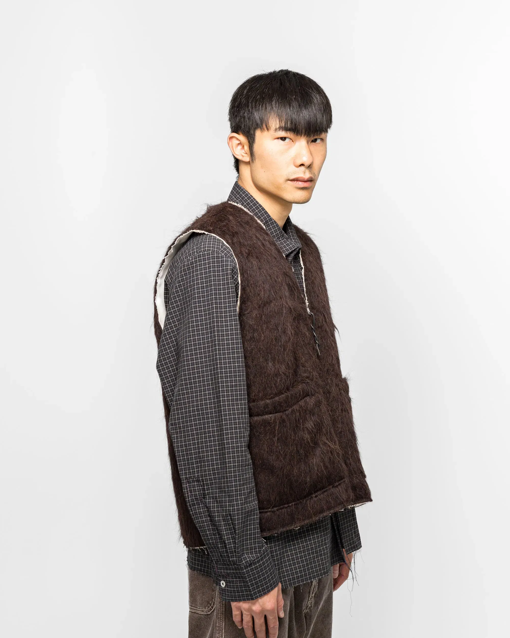 Camiel Fortgens Zip Vest - Brown Hairy Wool