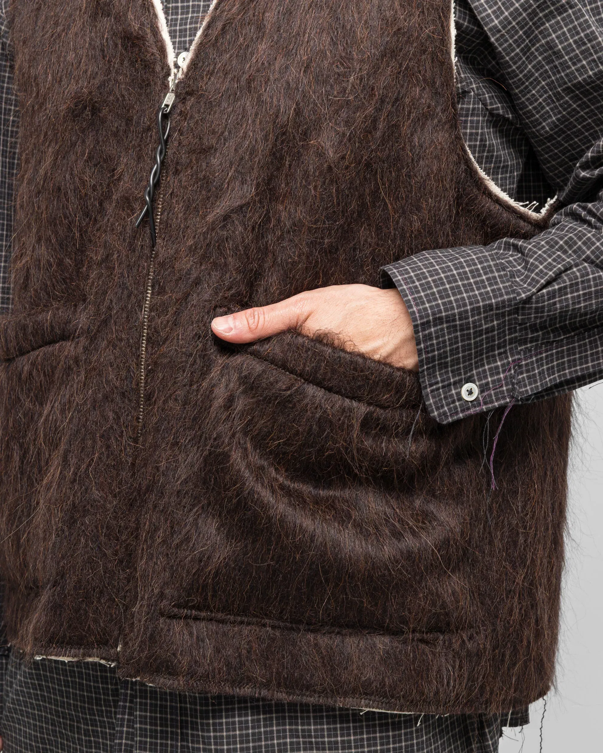 Camiel Fortgens Zip Vest - Brown Hairy Wool