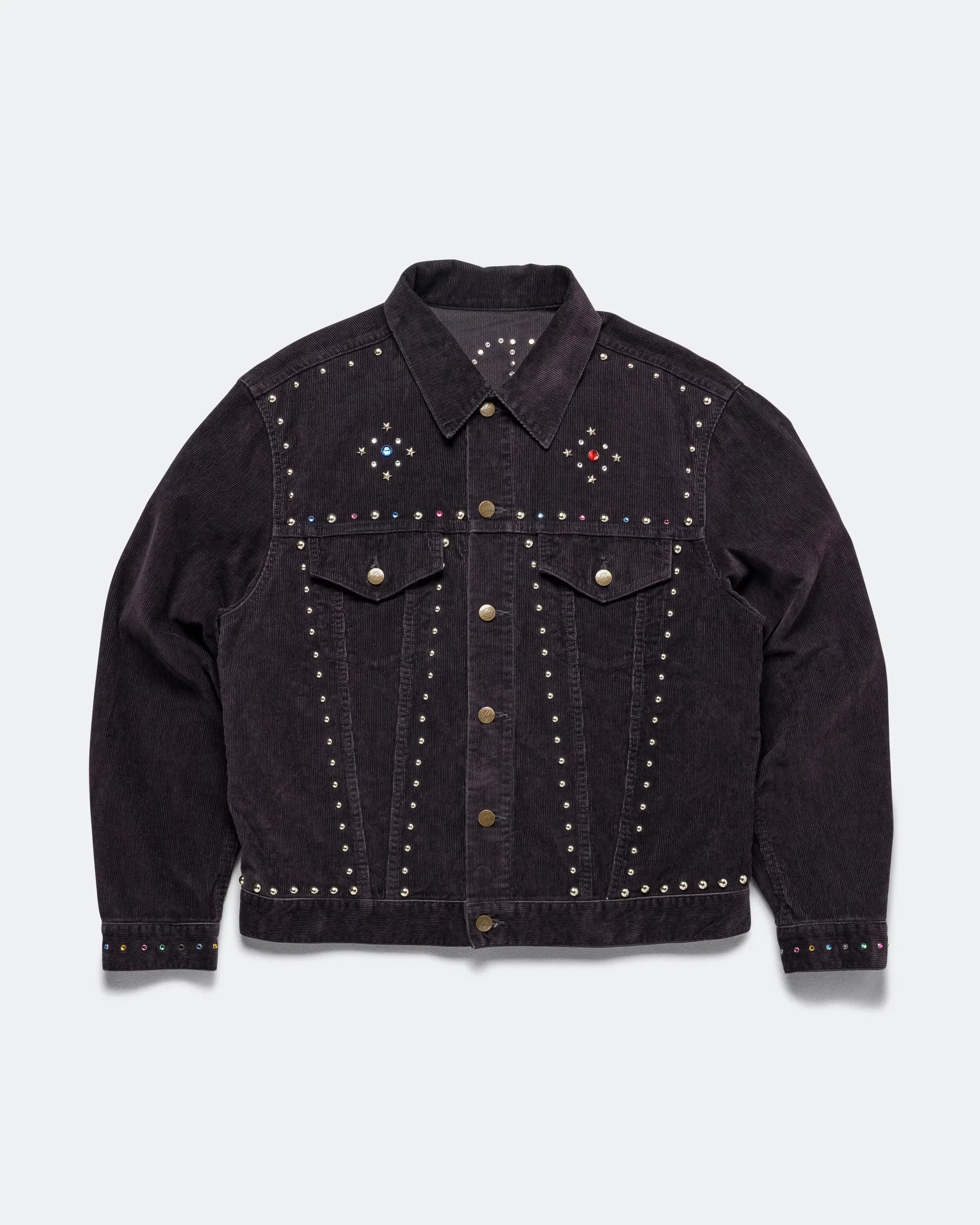Needles Studded Jean Jacket - Black 14W Corduroy