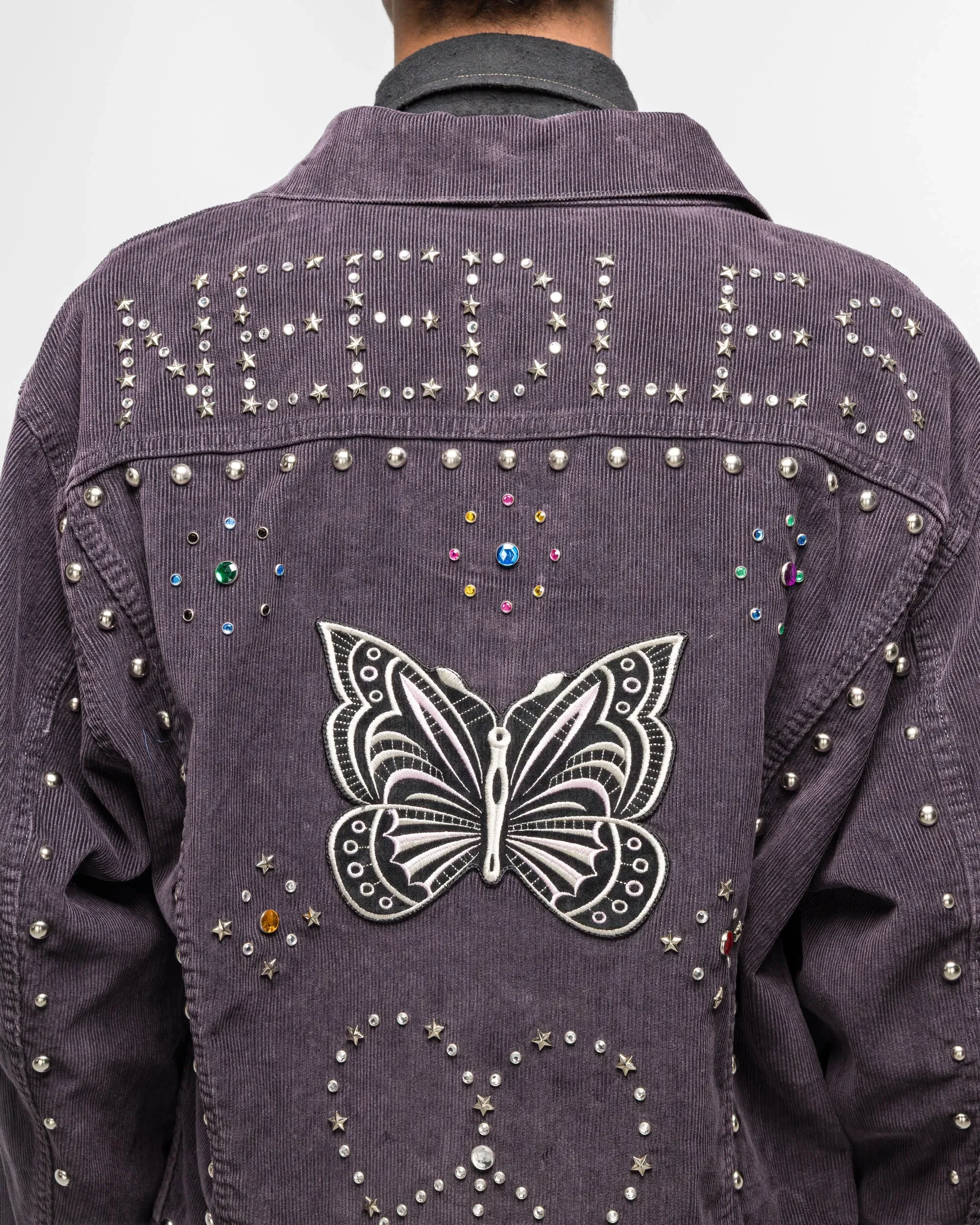 Needles Studded Jean Jacket - Black 14W Corduroy