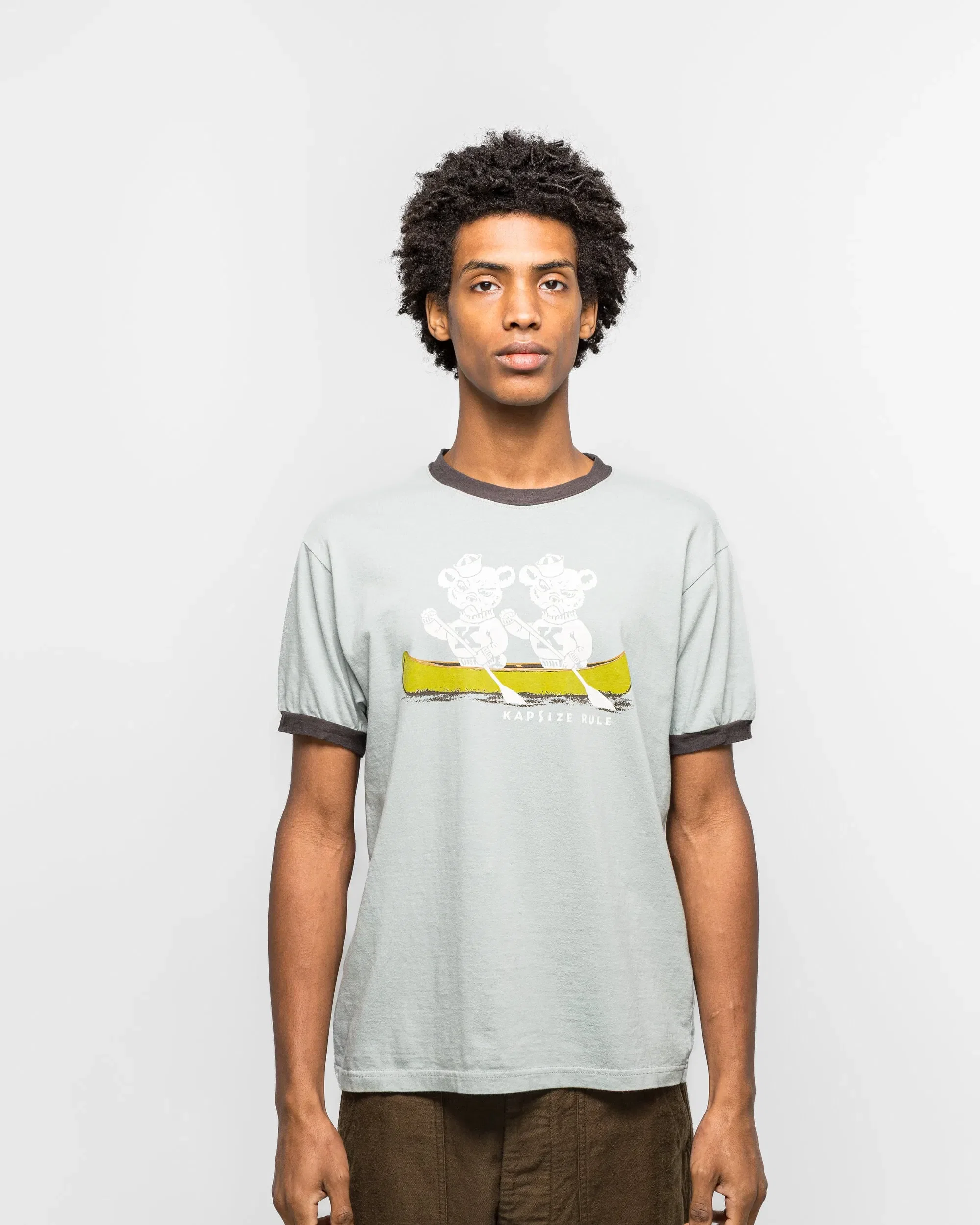 KAPITAL 20/-Jersey RINGER T ('K' BEAR) - Blue/Grey
