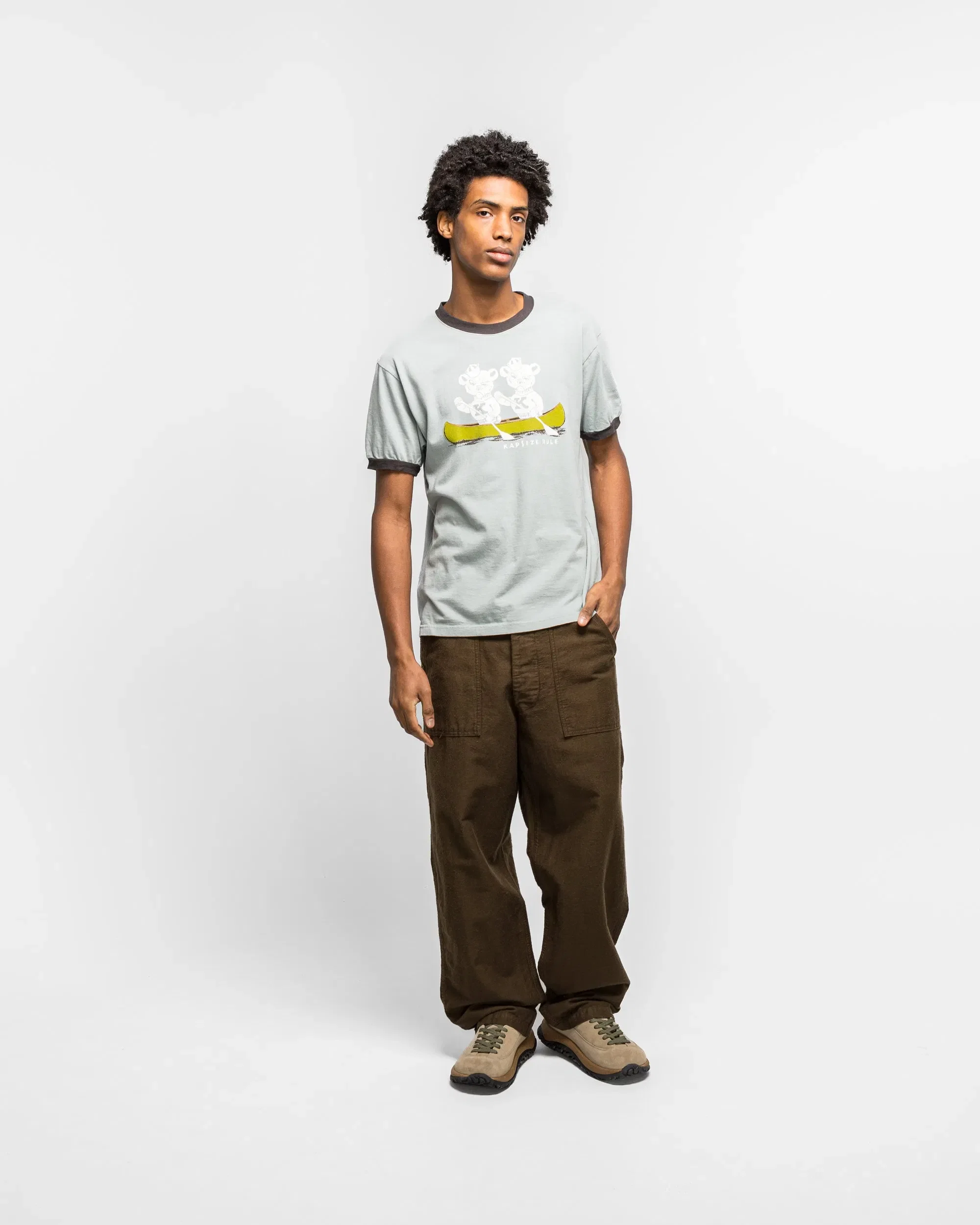 KAPITAL 20/-Jersey RINGER T ('K' BEAR) - Blue/Grey