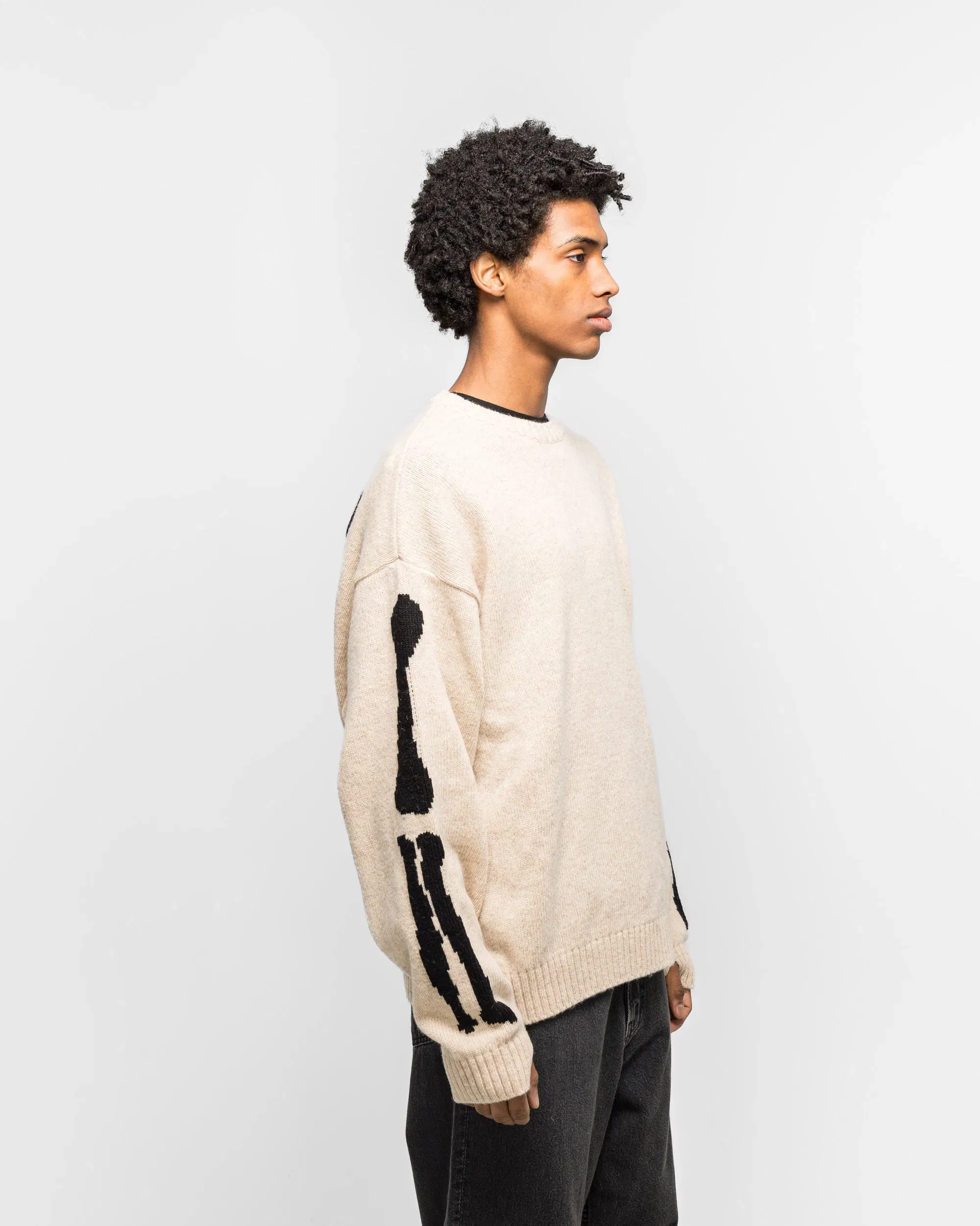 KAPITAL 5G Wool BONE Crew Sweater - Natural