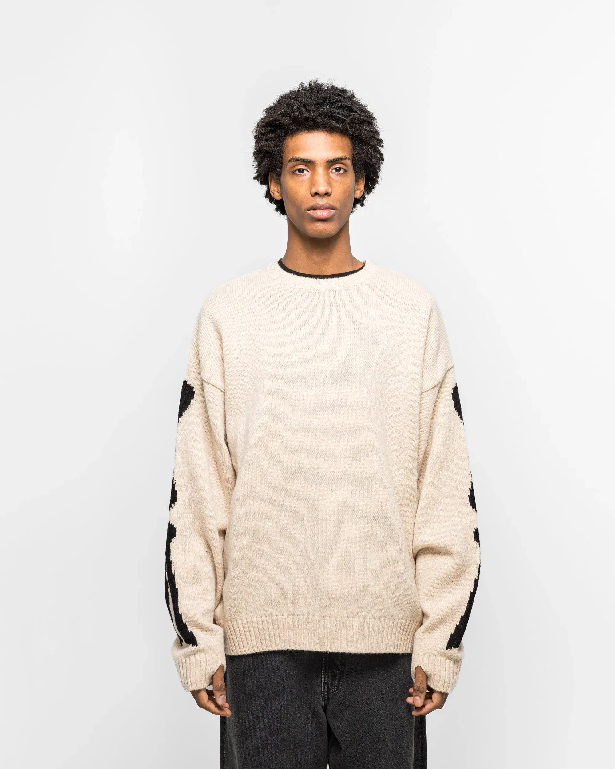 KAPITAL 5G Wool BONE Crew Sweater - Natural