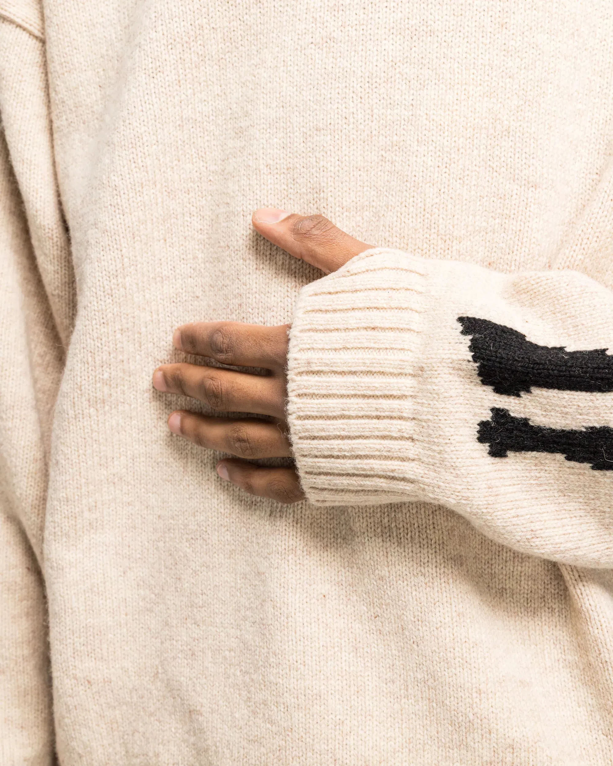 KAPITAL 5G Wool BONE Crew Sweater - Natural