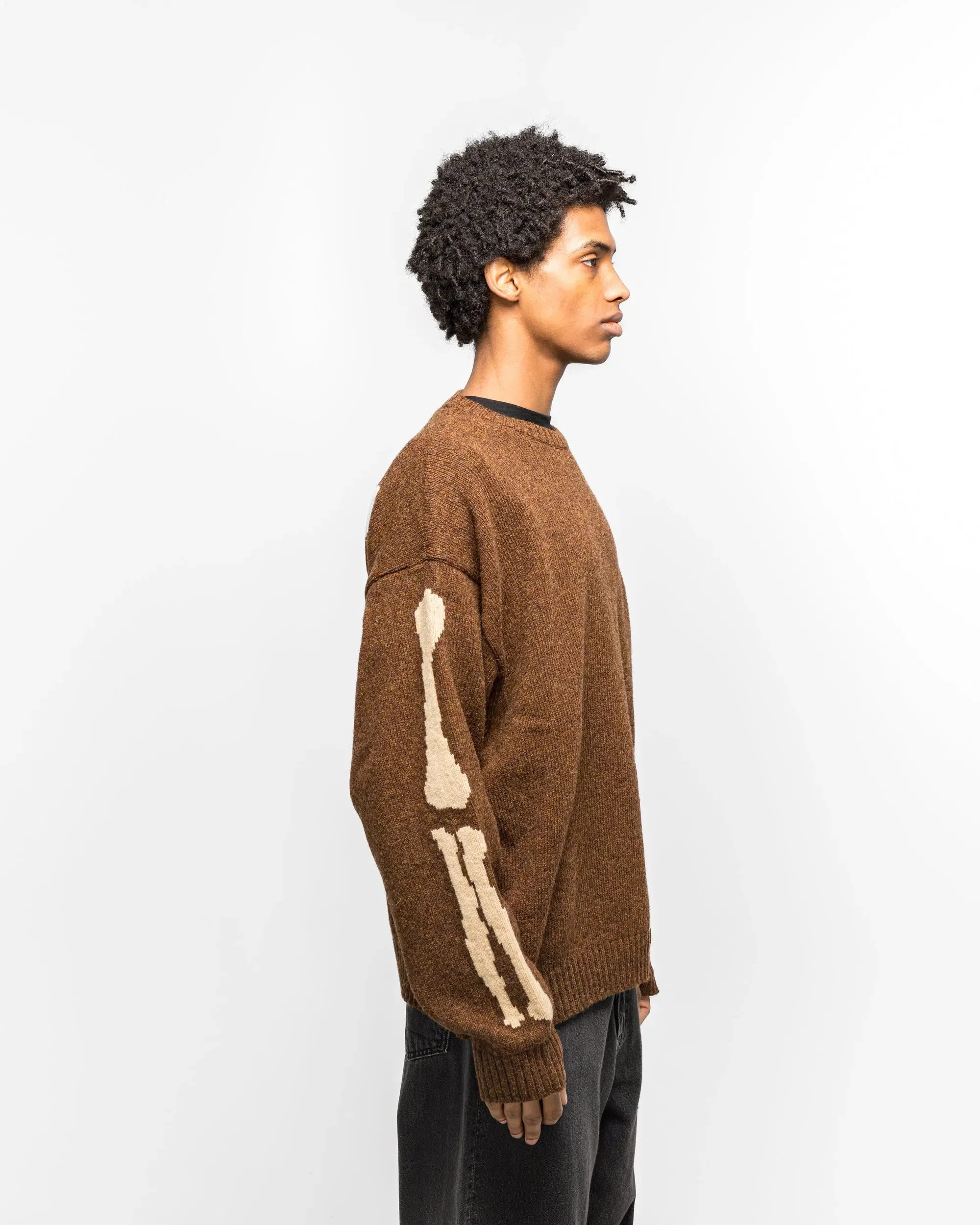 KAPITAL 5G Wool BONE Crew Sweater - Brown