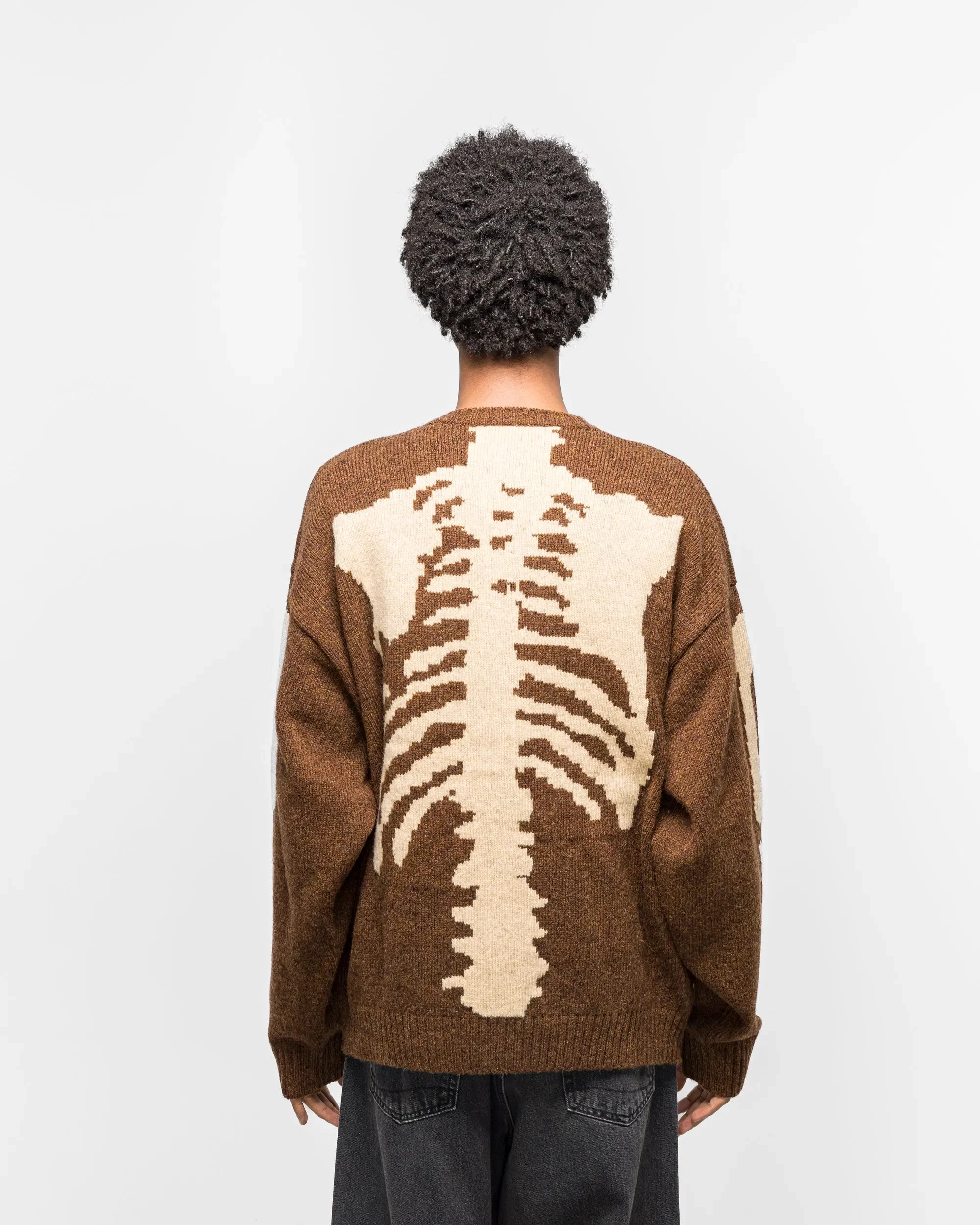 KAPITAL 5G Wool BONE Crew Sweater - Brown