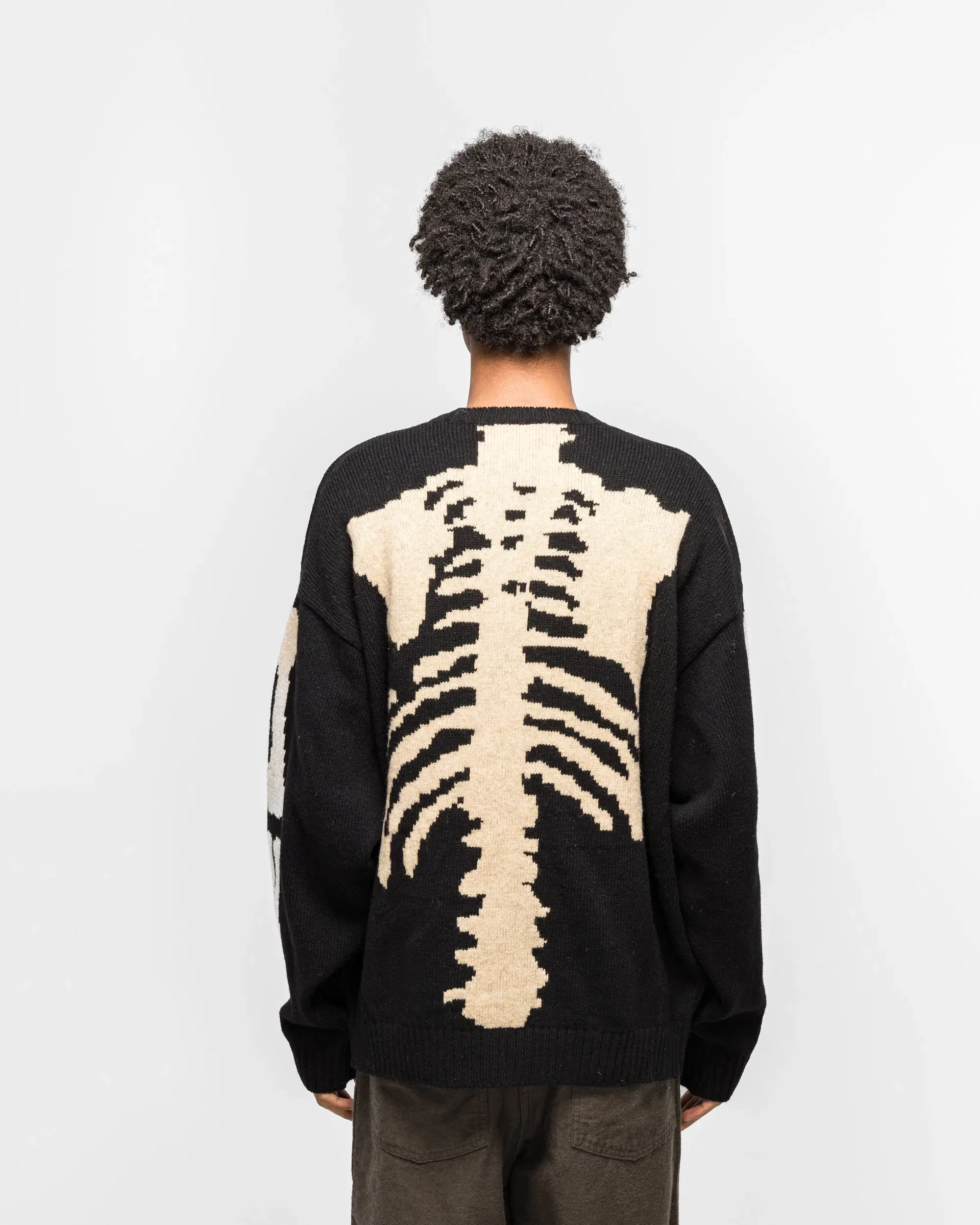 KAPITAL 5G Wool BONE Crew Sweater - Black