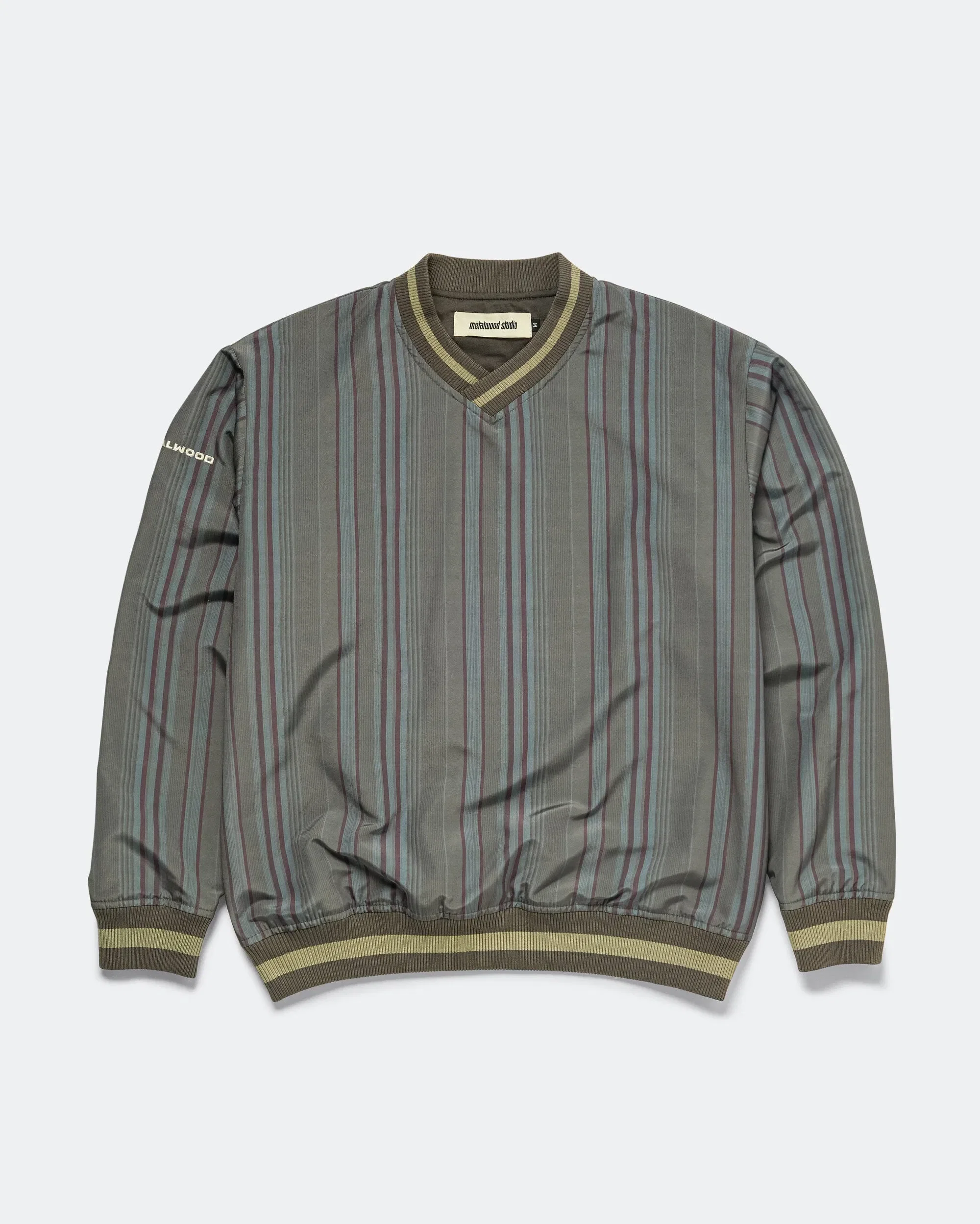 Metalwood Lined V-Neck Pullover Windbreaker - Multi