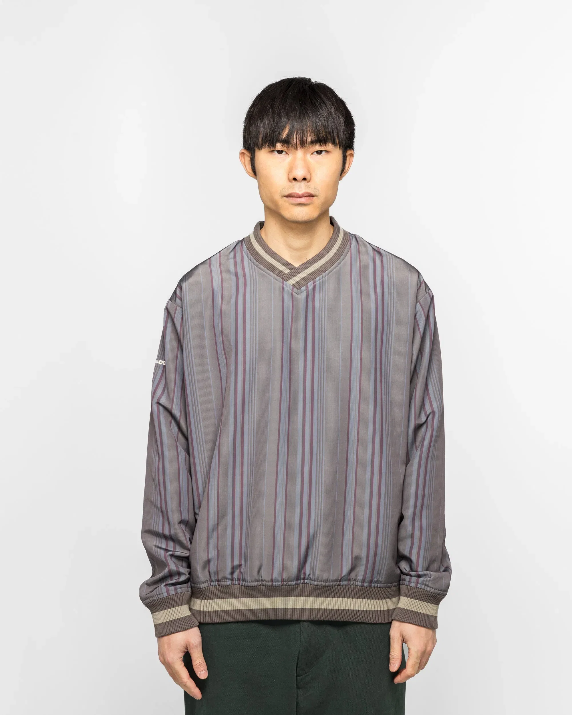 Metalwood Lined V-Neck Pullover Windbreaker - Multi