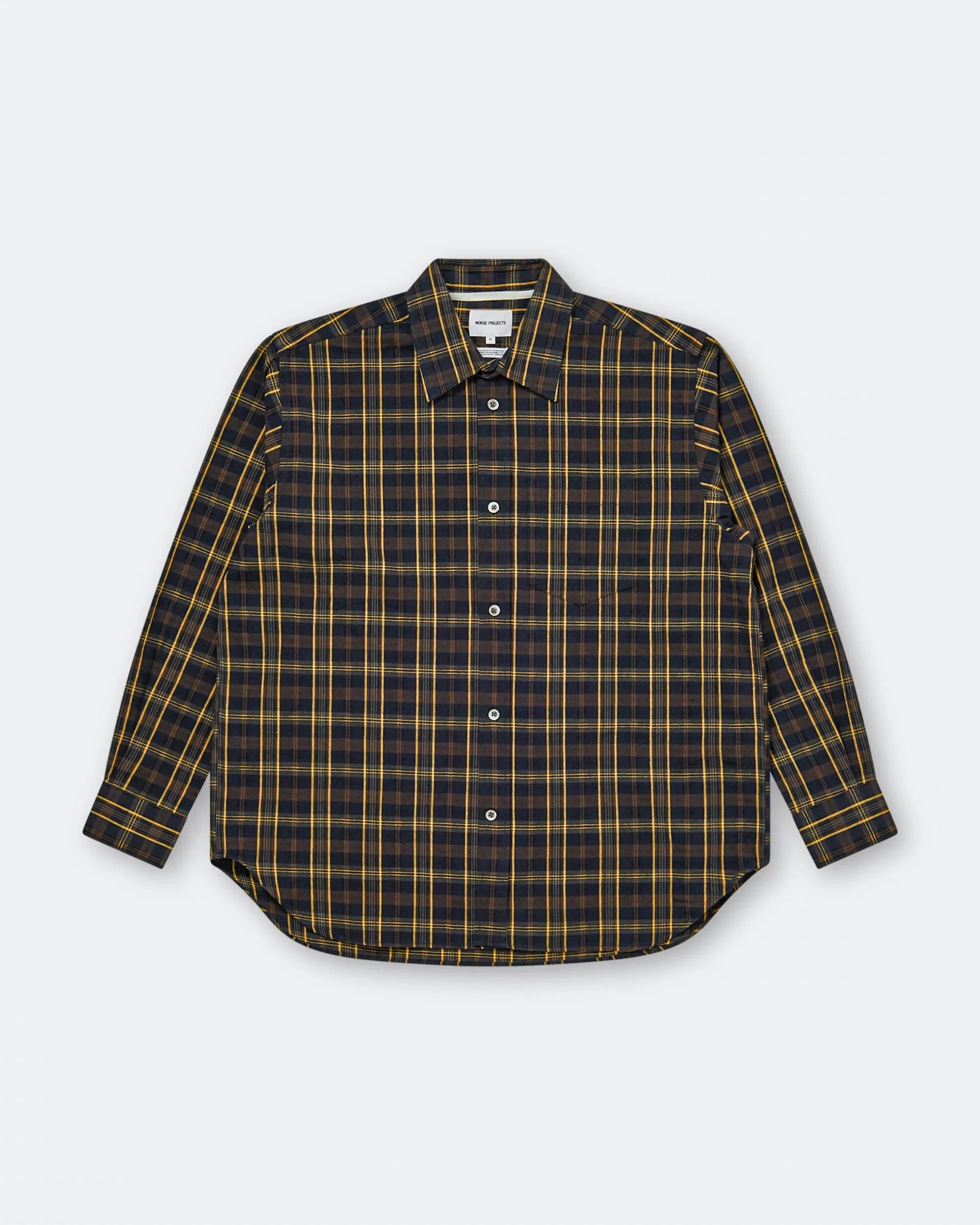 Norse Projects Ole Oversize Wool Check Shirt - Dark Navy