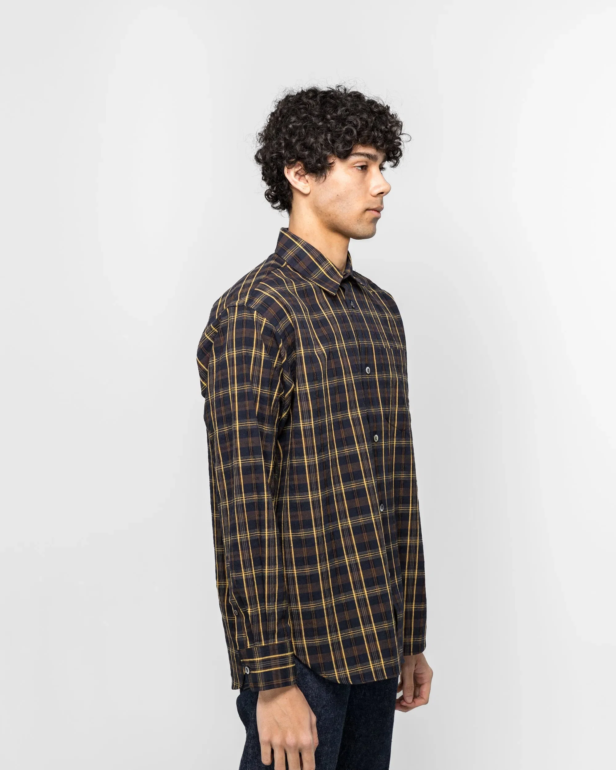 Norse Projects Ole Oversize Wool Check Shirt - Dark Navy
