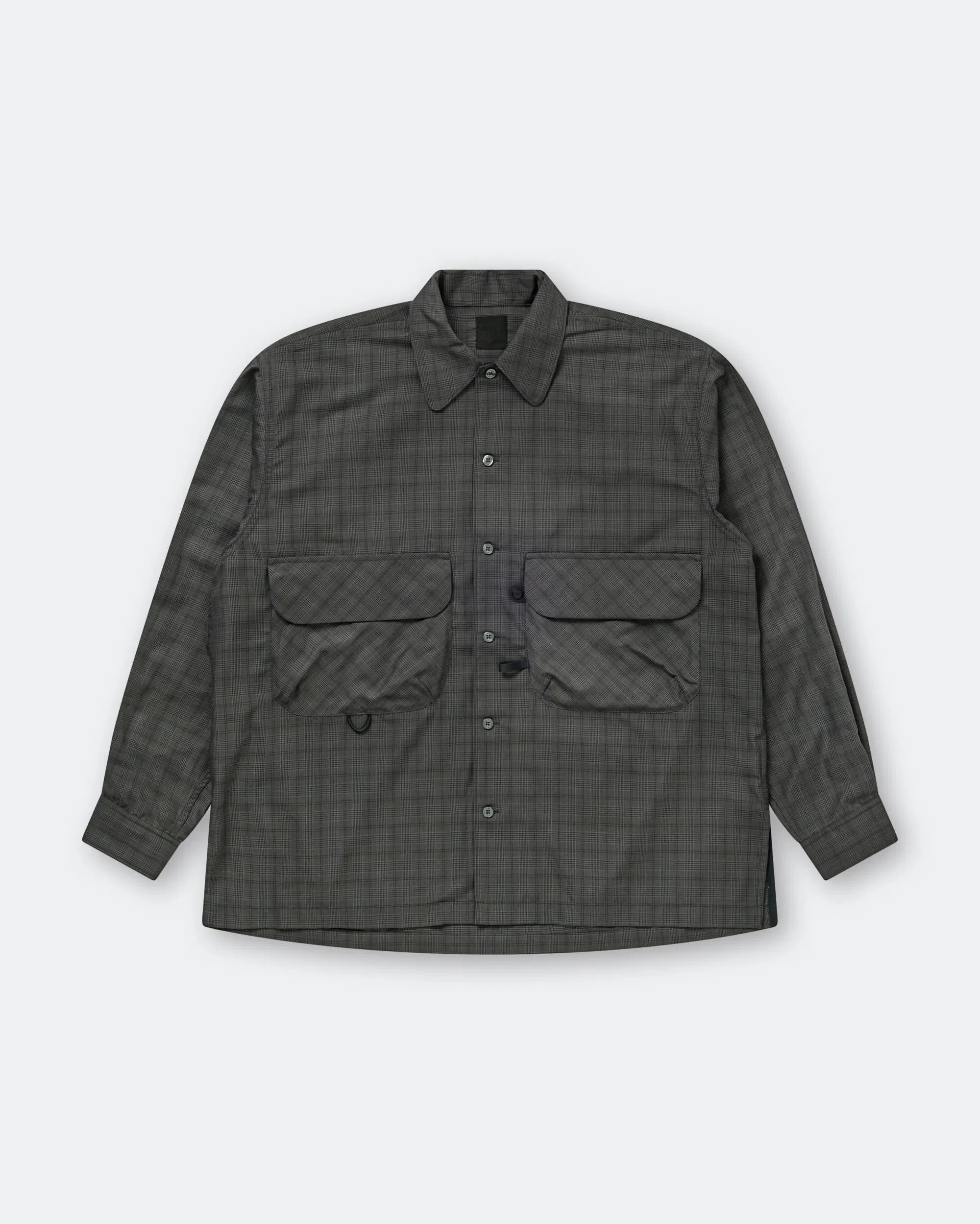 DAIWA PIER39 Tech Sports Open Collar Shirt L/S - Nova Check Charcoal Grey