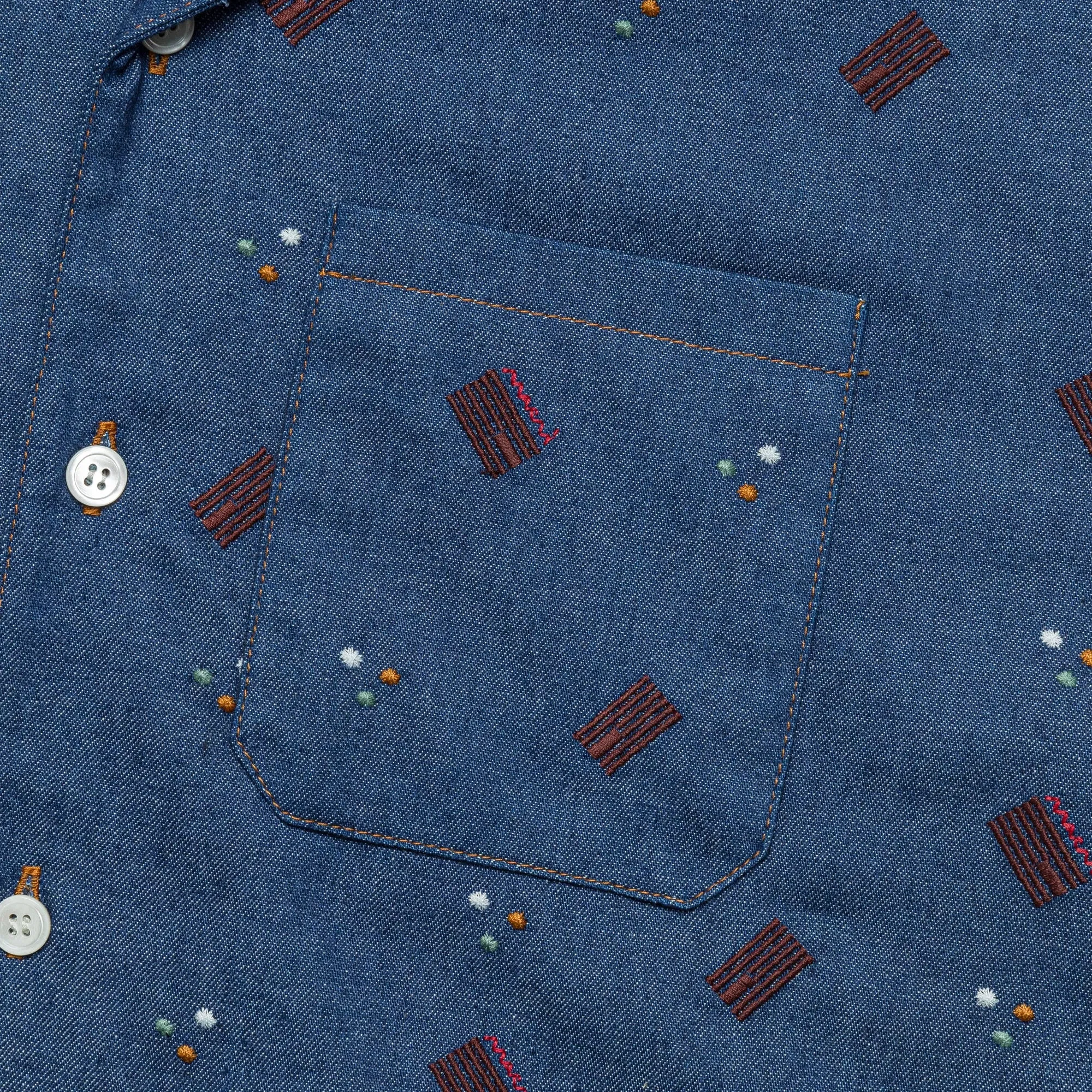 Marni Short Sleeve Pattern Cotton Shirt - Blue
