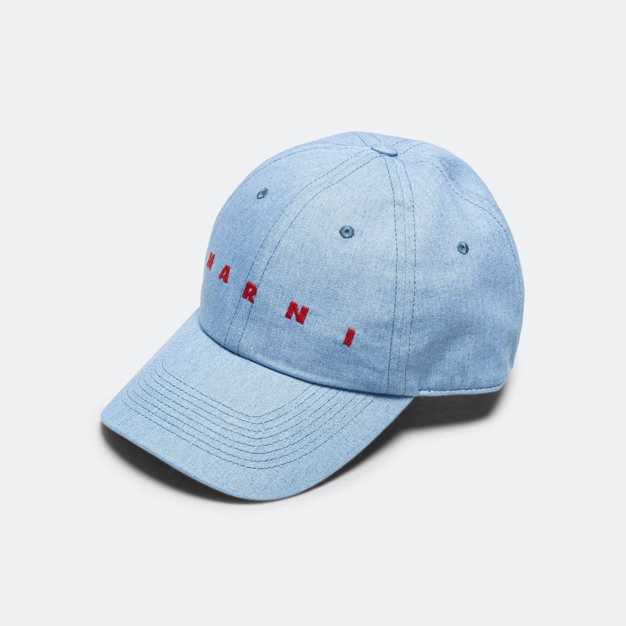 Marni Gabardine Baseball Cap with embroidered logo - Blue