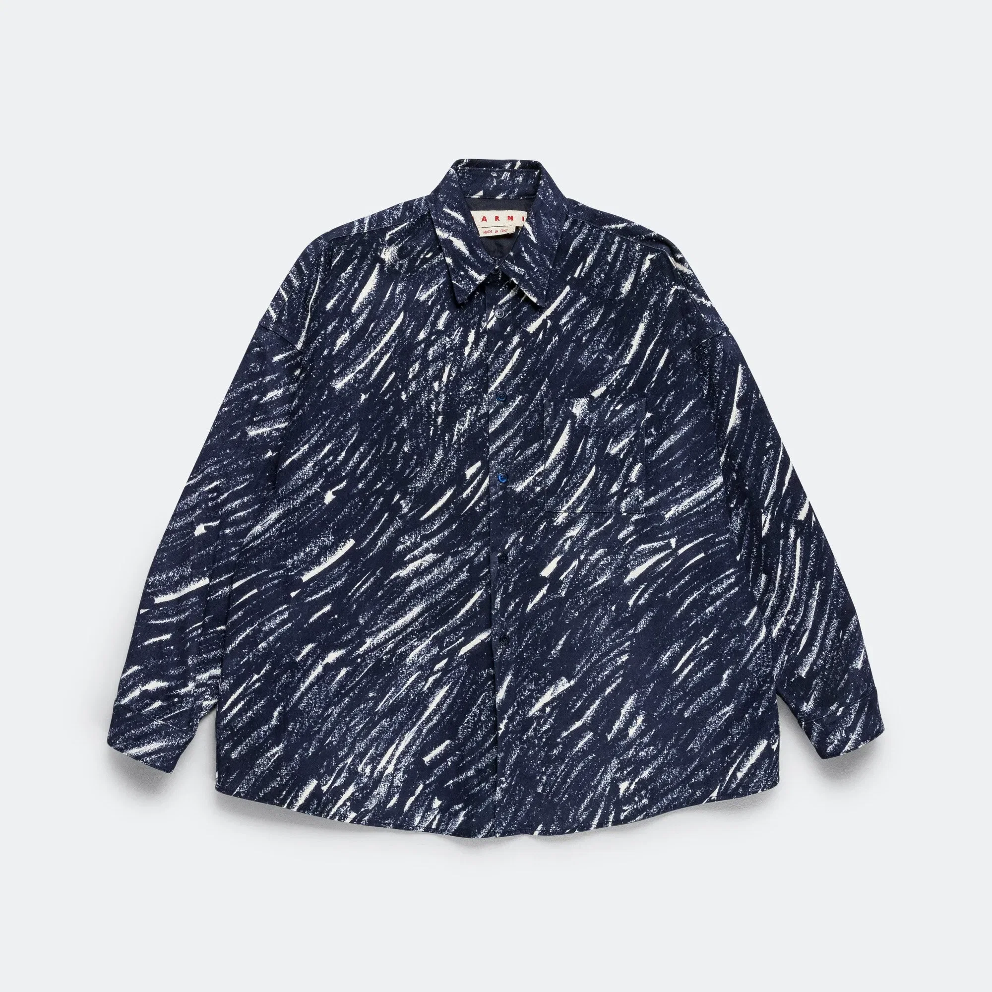 Marni Crayon Pattern Flocked Denim Shirt - Blue