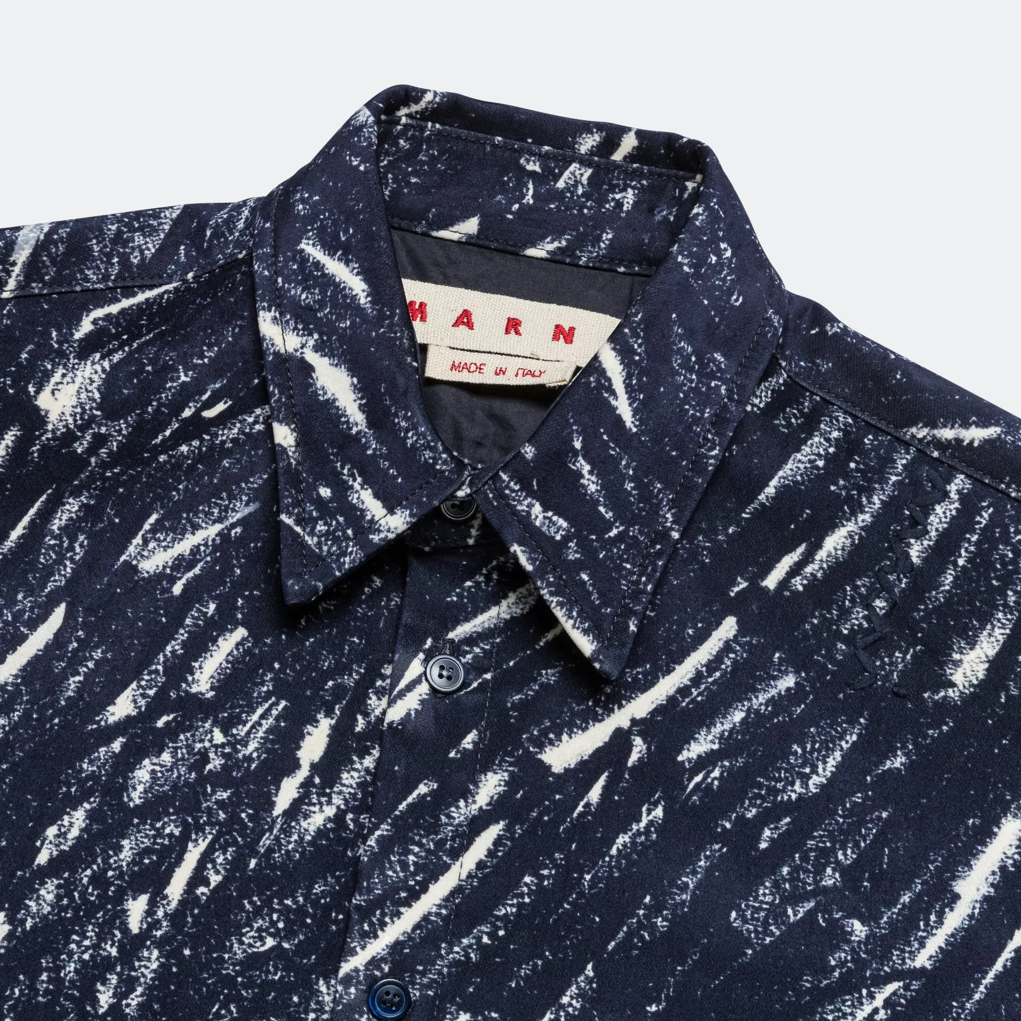 Marni Crayon Pattern Flocked Denim Shirt - Blue