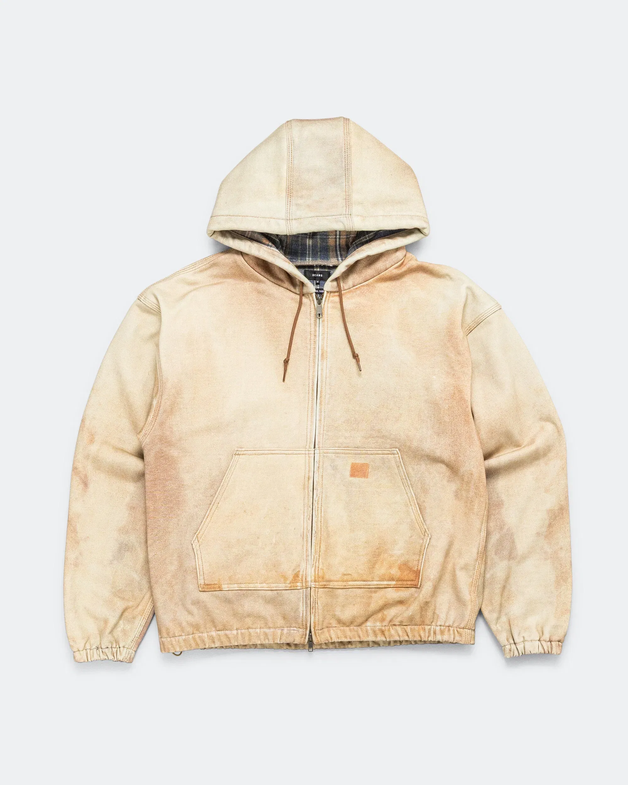 Beams Mock Print Hoodie - Fade Beige