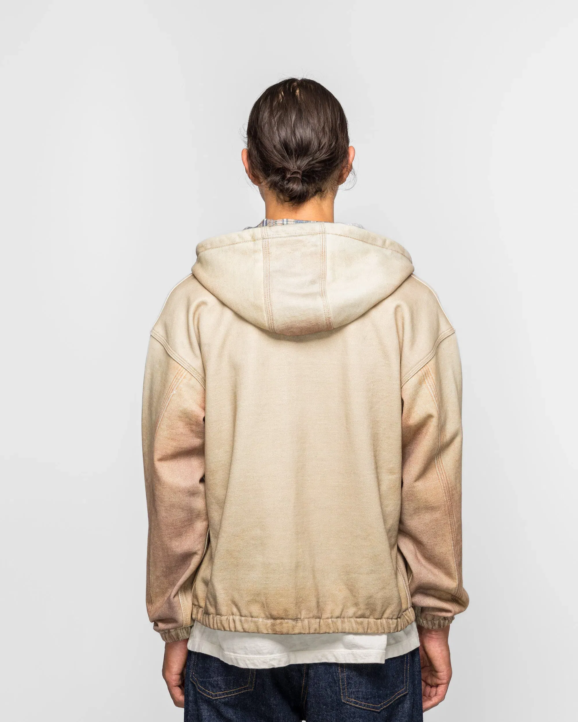 Beams Mock Print Hoodie - Fade Beige