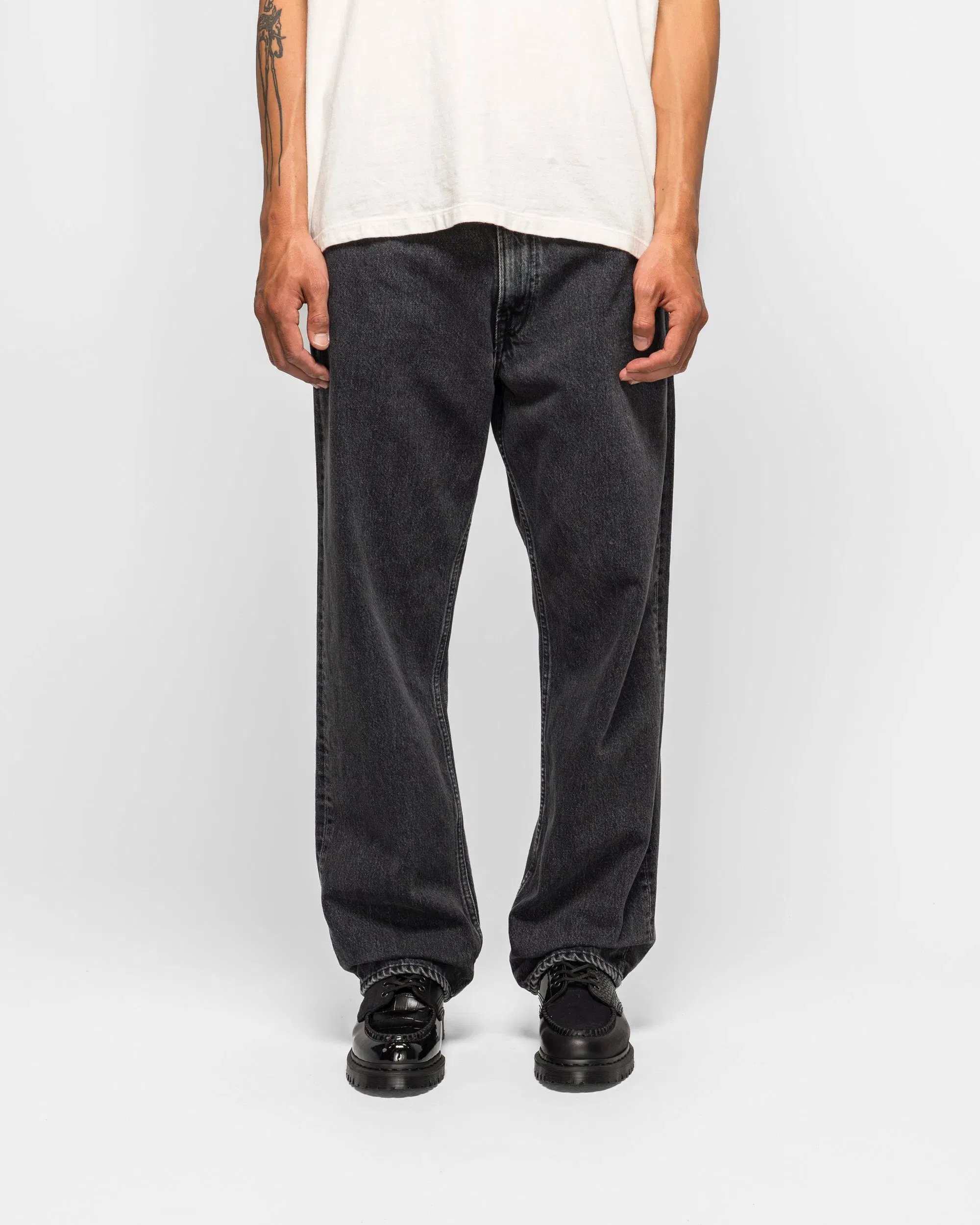 orSlow 101 Dad's Fit Denim Pants - Black Denim Stone Wash