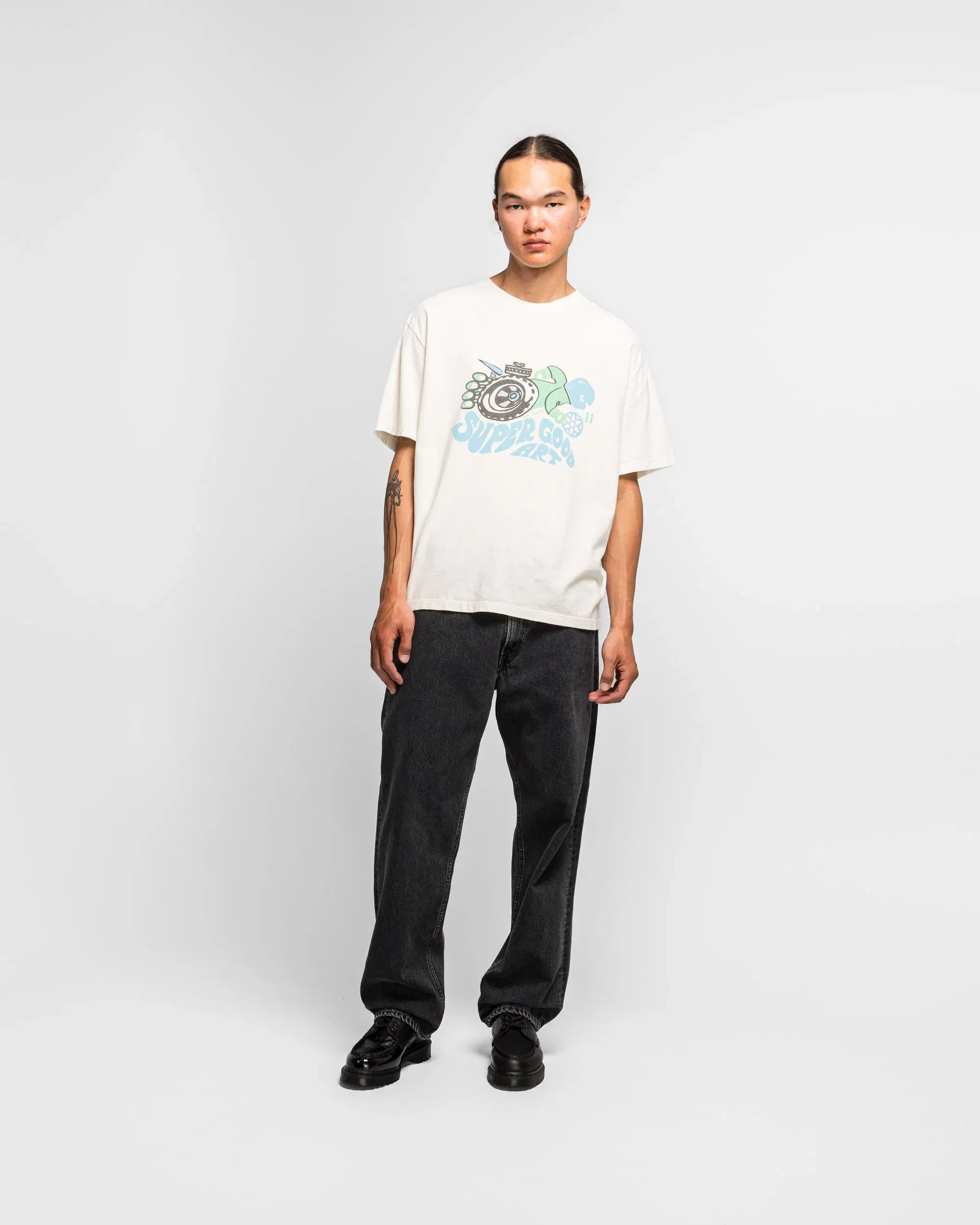 orSlow 101 Dad's Fit Denim Pants - Black Denim Stone Wash