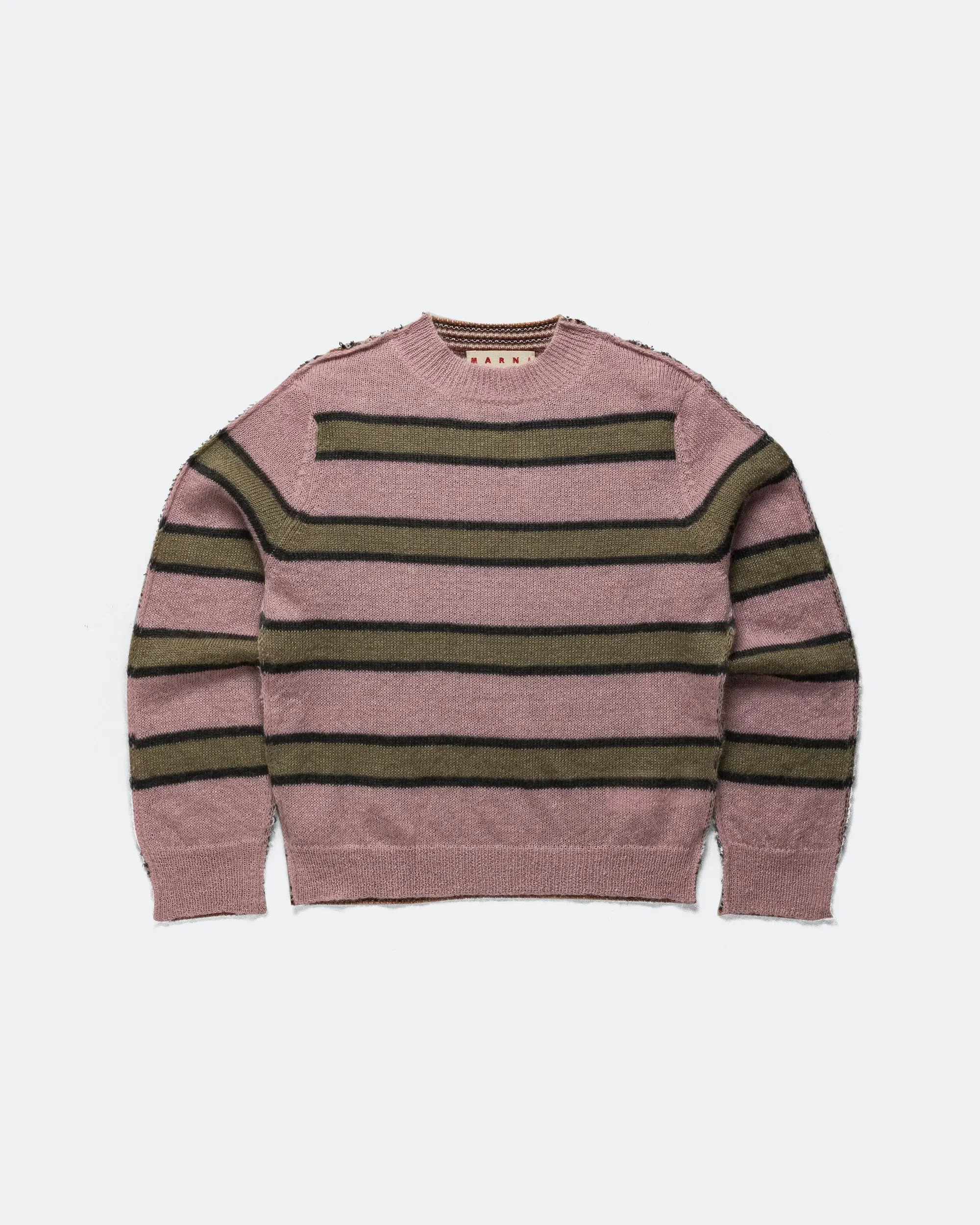 Marni Mixed Stripe Blend Roundneck Sweater - Soft Pink
