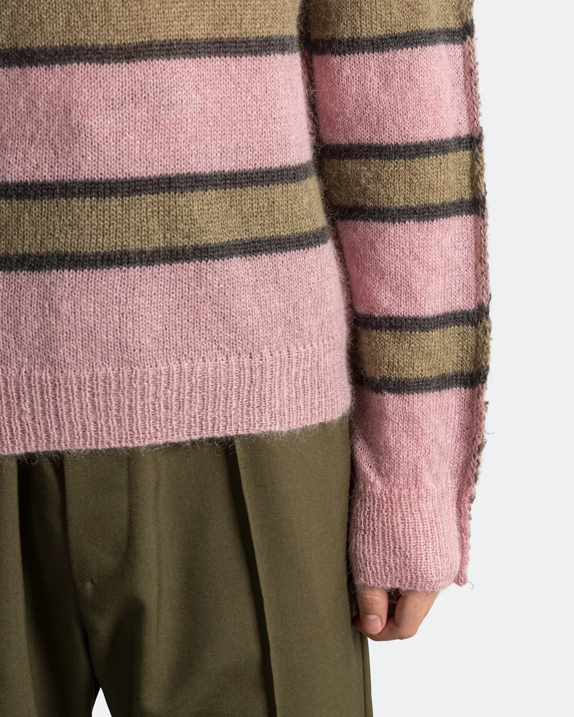Marni Mixed Stripe Blend Roundneck Sweater - Soft Pink
