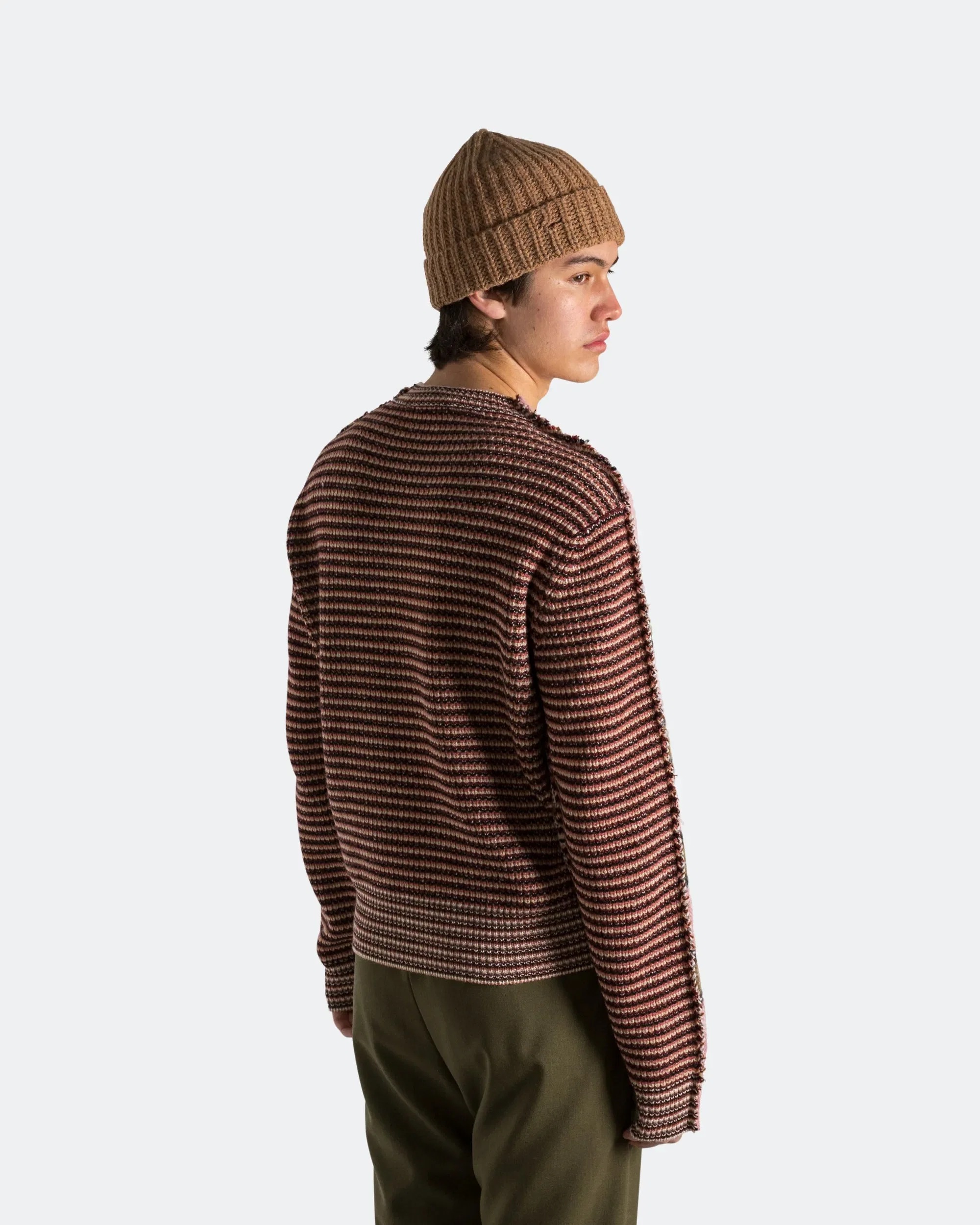 Marni Mixed Stripe Blend Roundneck Sweater - Soft Pink