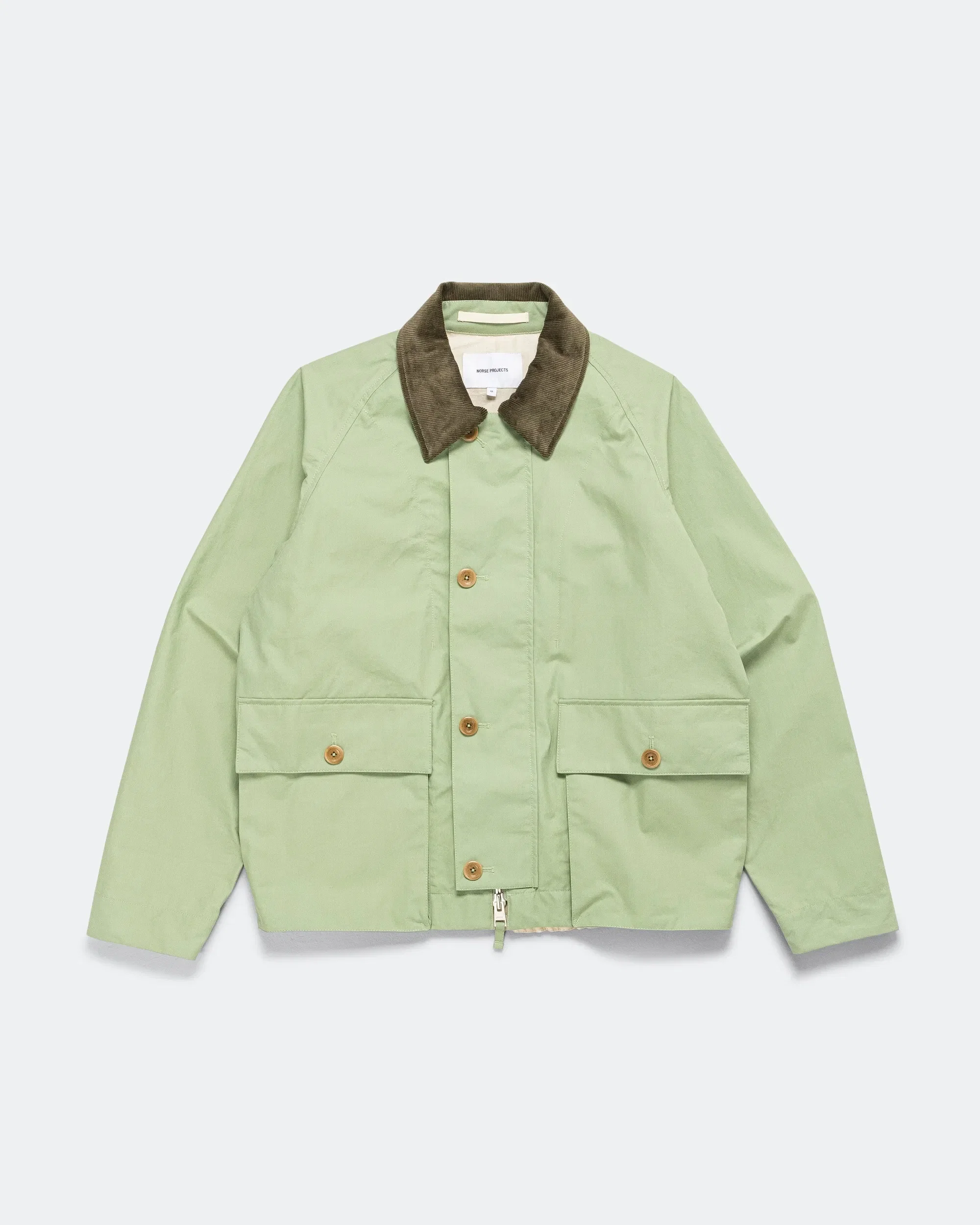 Norse Projects Holmen Wax Raglan Light Jacket - Basil