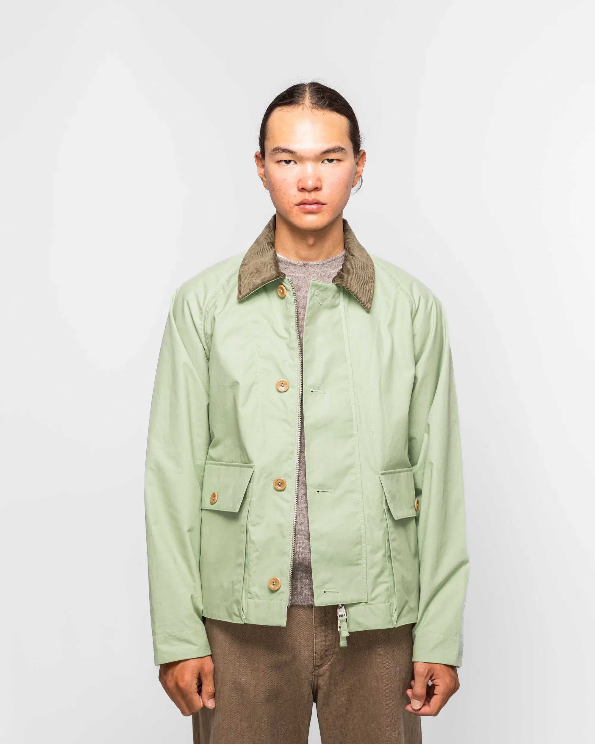 Norse Projects Holmen Wax Raglan Light Jacket - Basil