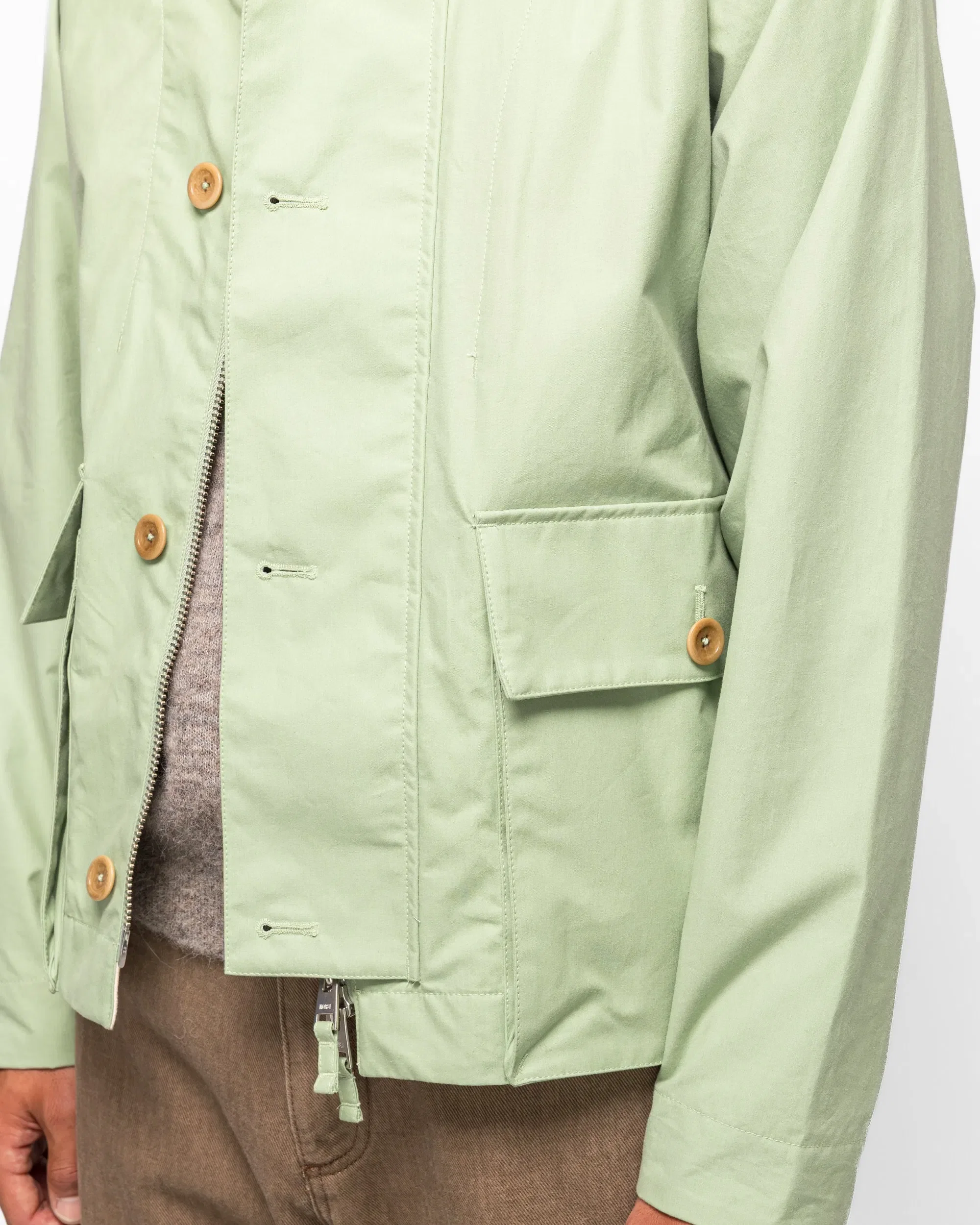 Norse Projects Holmen Wax Raglan Light Jacket - Basil