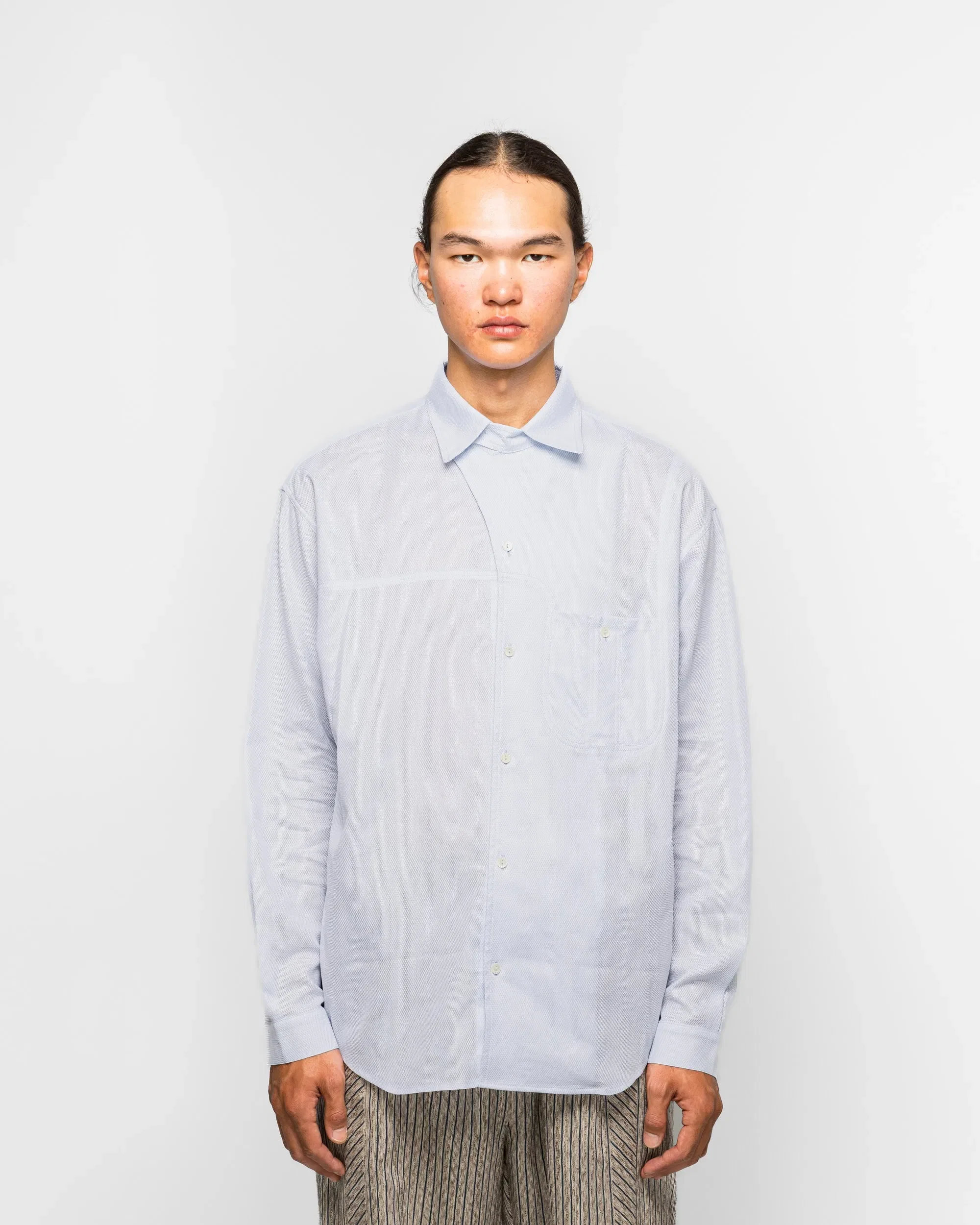Kiko Kostadinov Veca Panelled Shirt - Pale Blue Mesh Shirting