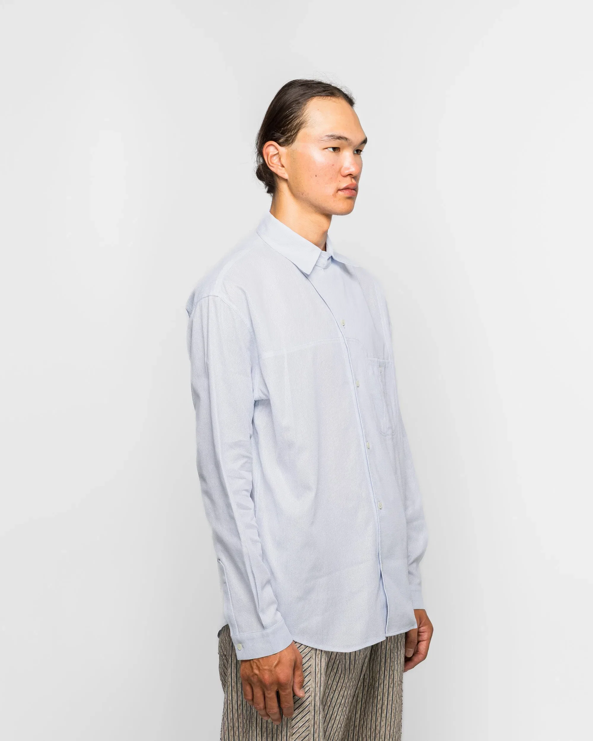Kiko Kostadinov Veca Panelled Shirt - Pale Blue Mesh Shirting