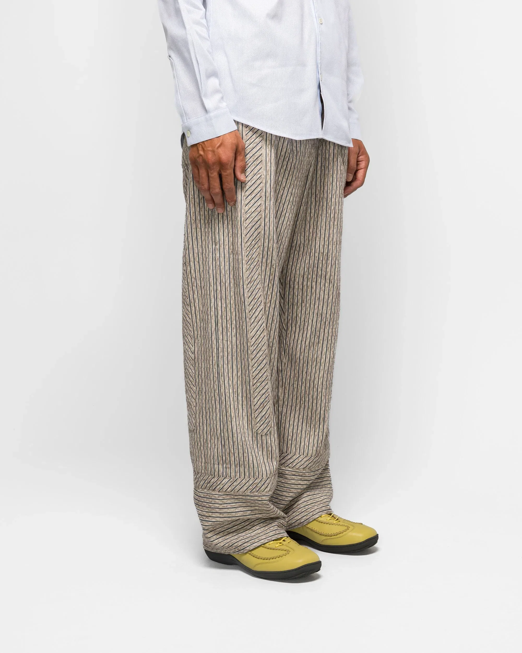 Kiko Kostadinov Kyan Trouser - Tan/Blue Textured Stripe